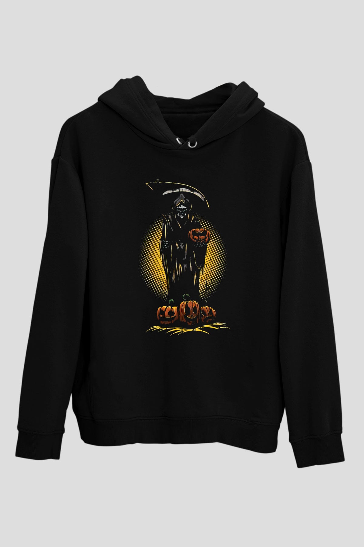 Halloween Baskılı Unisex Siyah Hoodie
