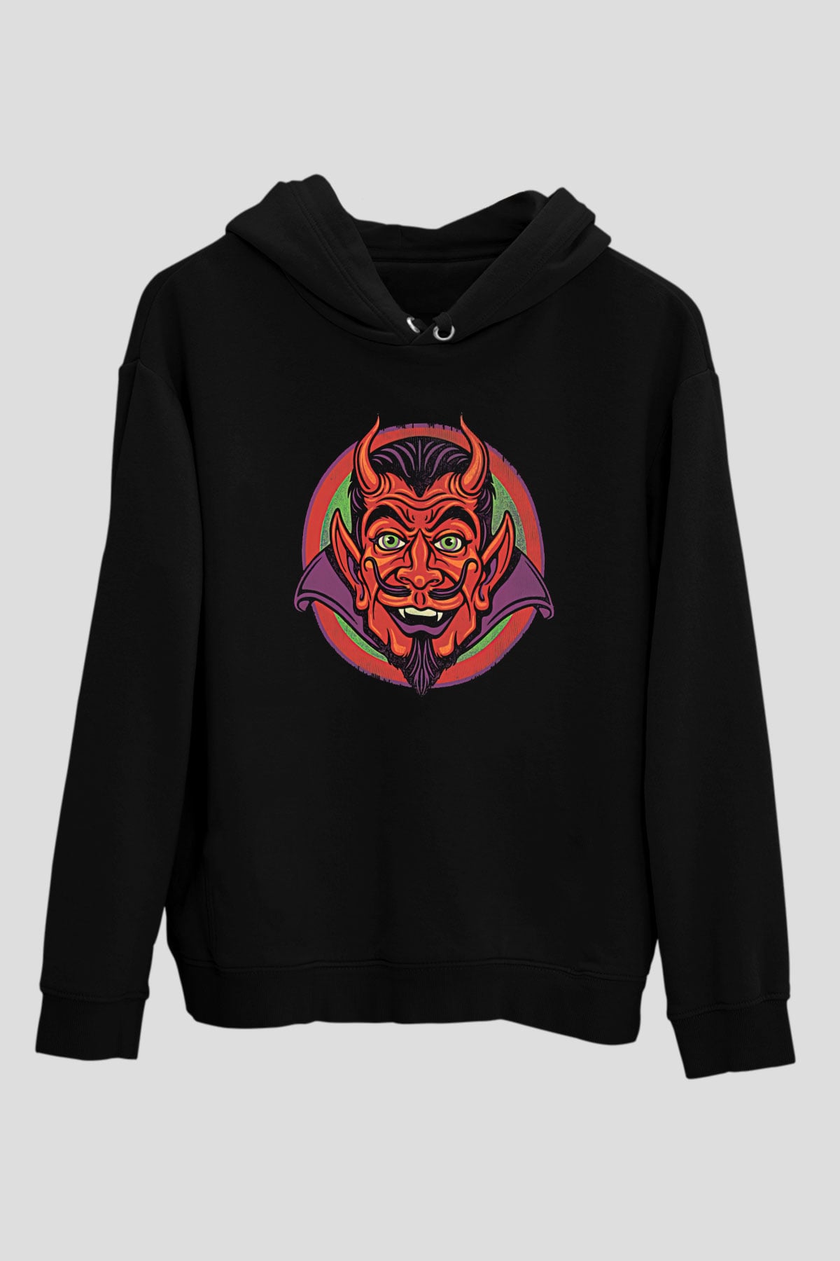 Halloween Baskılı Unisex Siyah Hoodie