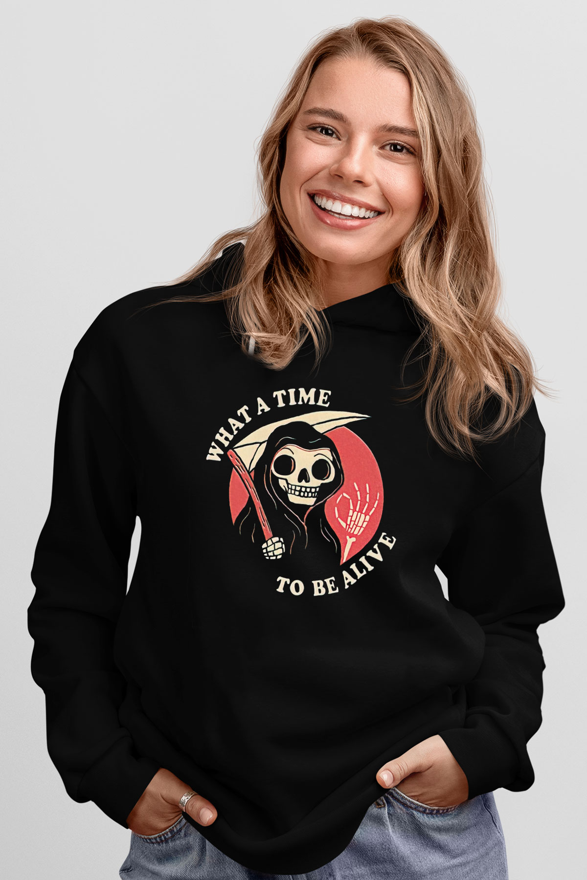Halloween Baskılı Unisex Siyah Hoodie