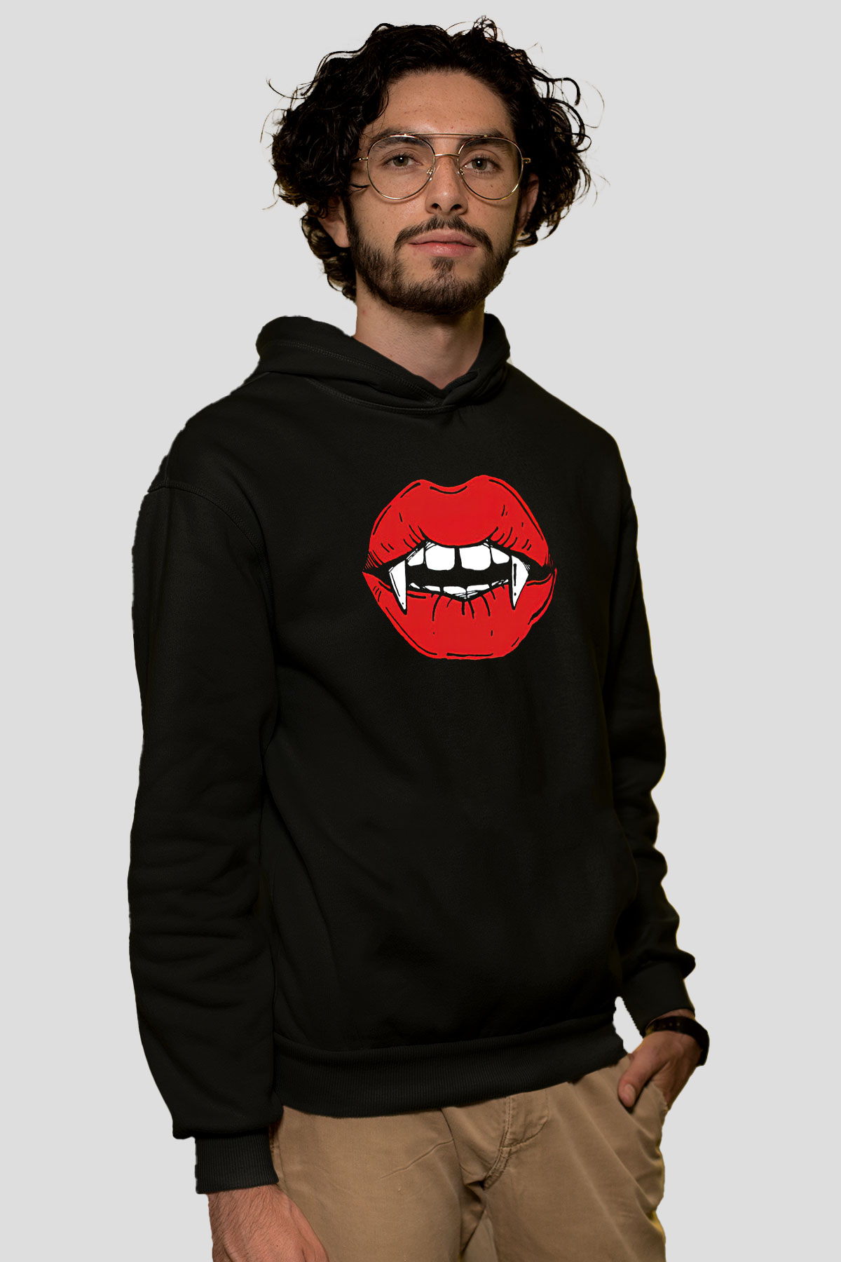 Halloween Baskılı Unisex Siyah Hoodie