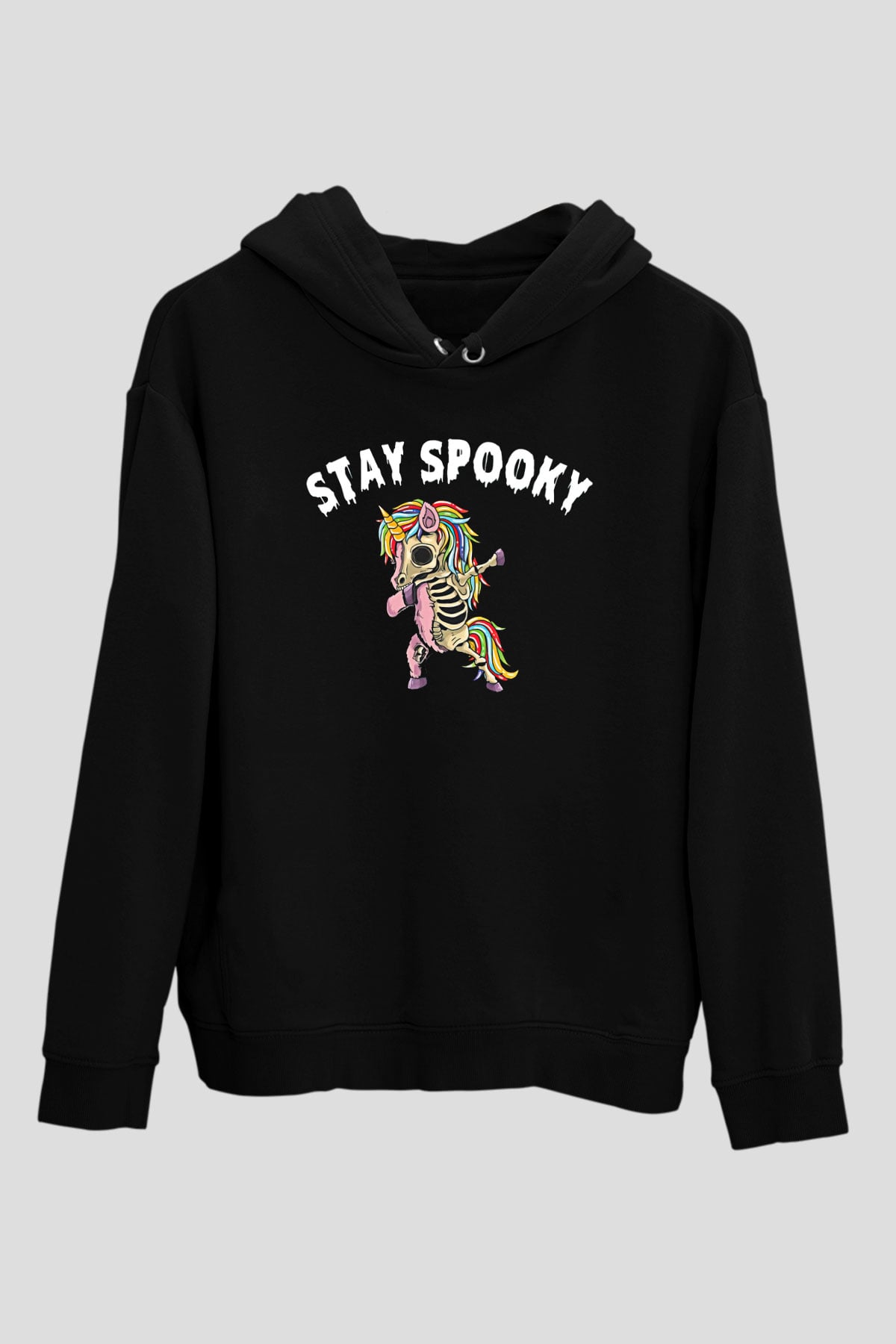 Halloween Baskılı Unisex Siyah Hoodie