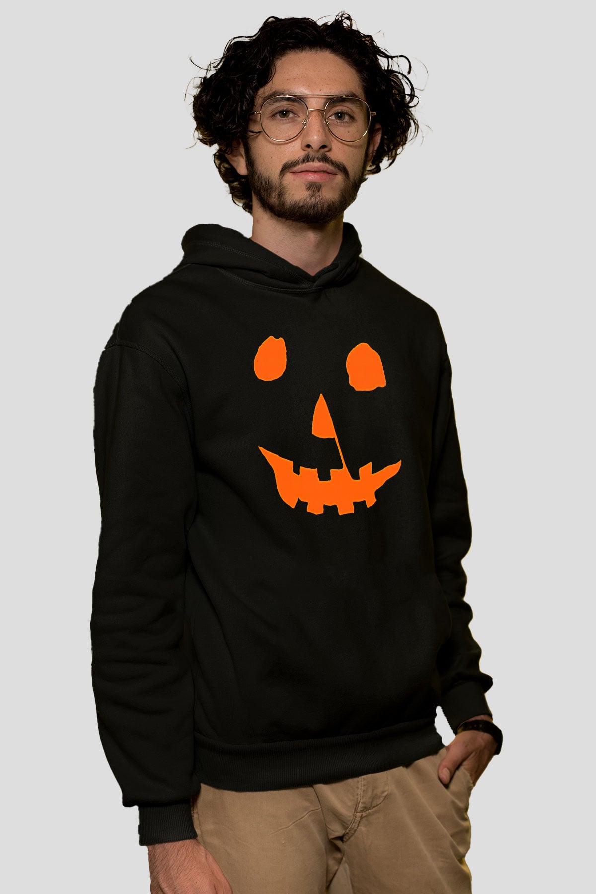 Halloween Baskılı Unisex Siyah Hoodie