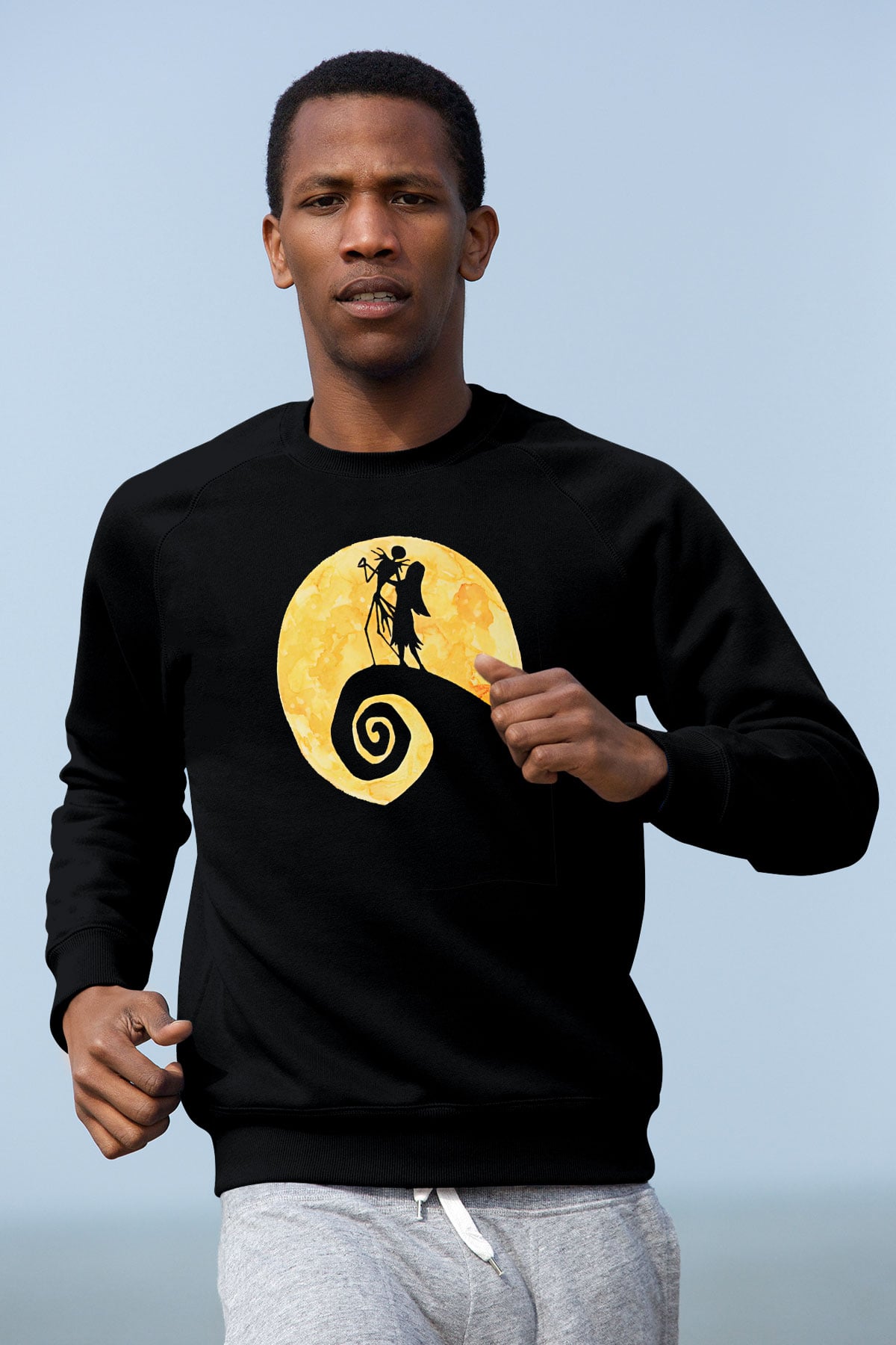 Halloween Baskılı Unisex Siyah Sweatshirt