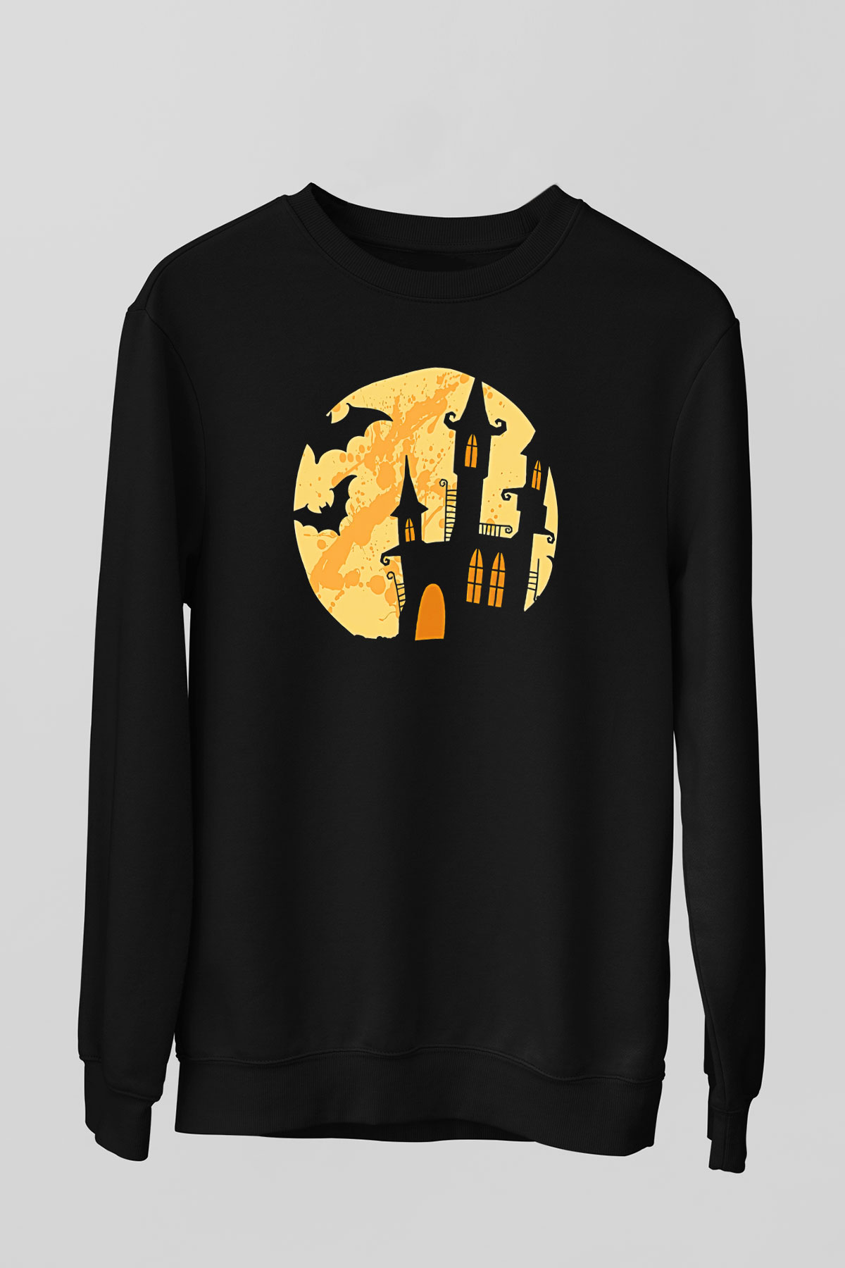 Halloween Baskılı Unisex Siyah Sweatshirt