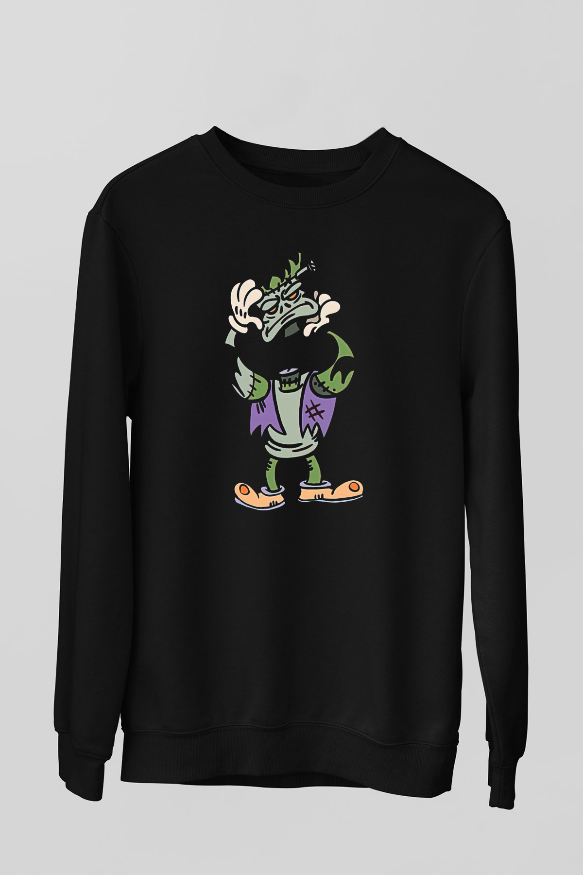 Halloween Baskılı Unisex Siyah Sweatshirt