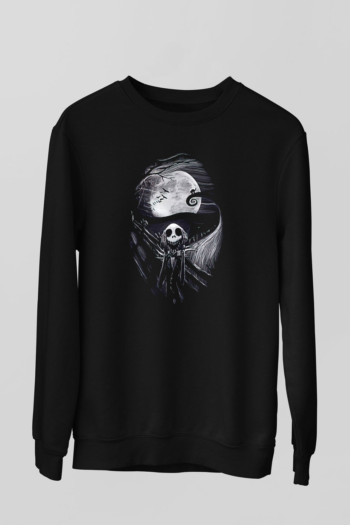 Halloween Baskılı Unisex Siyah Sweatshirt