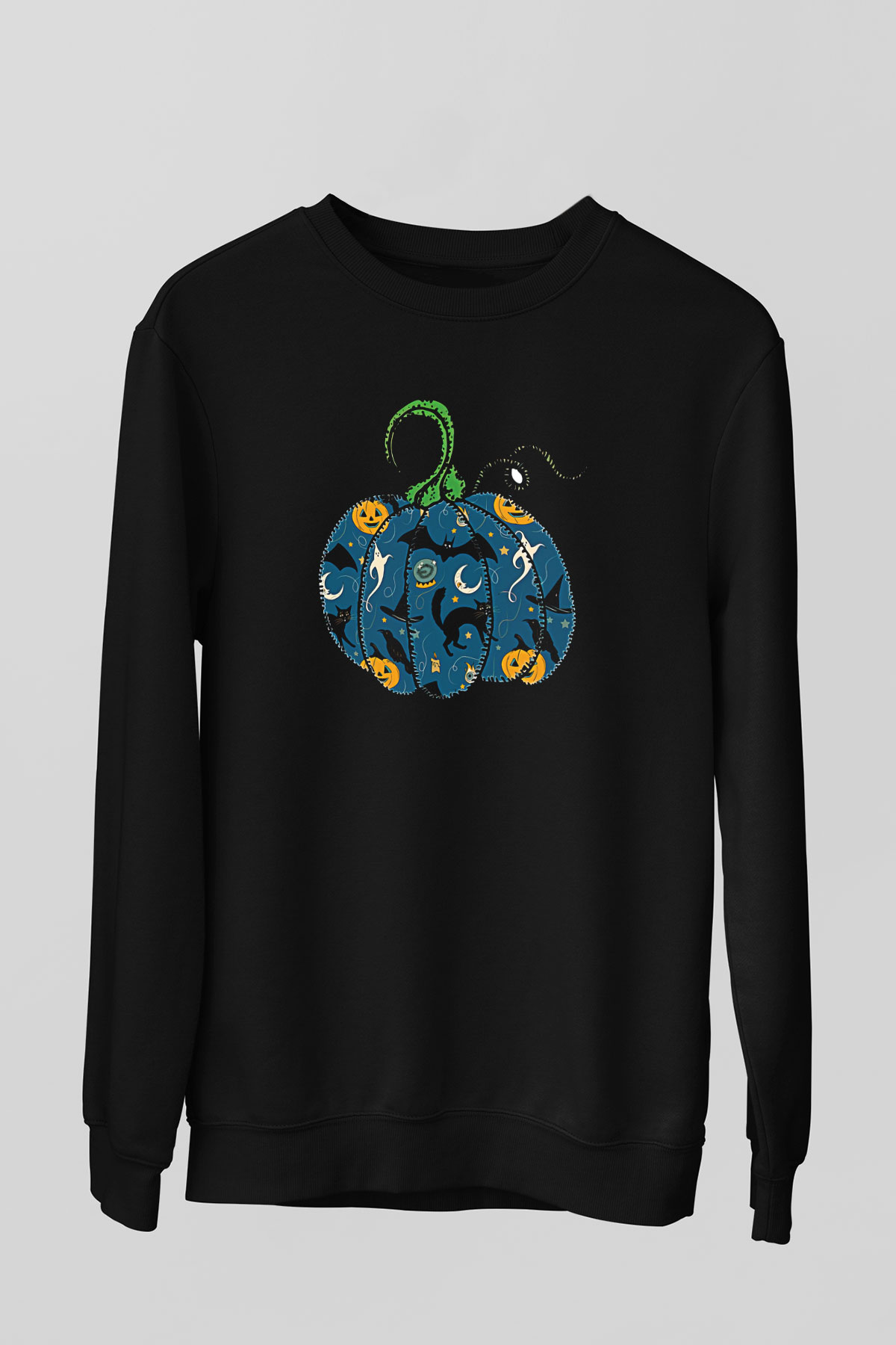 Halloween Baskılı Unisex Siyah Sweatshirt