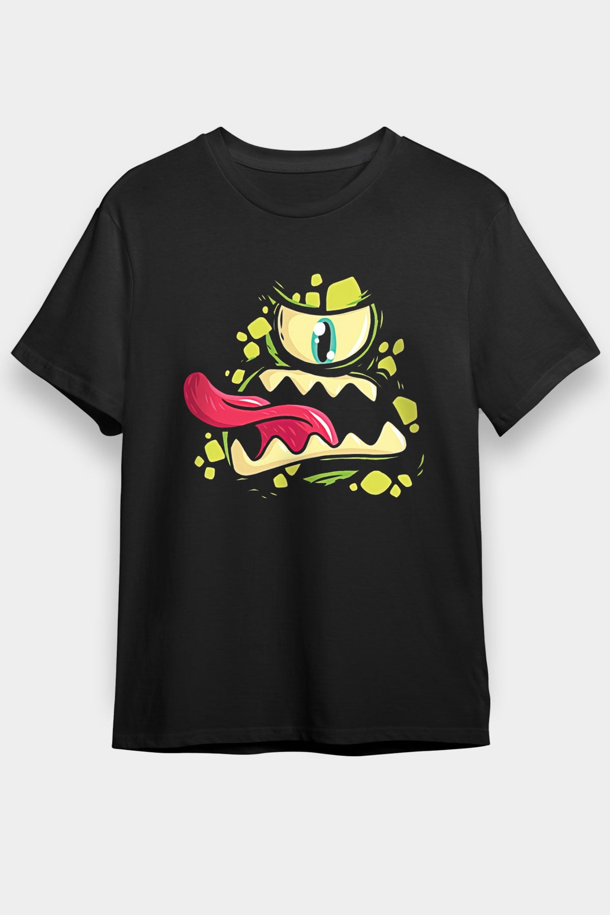 Halloween Baskılı Unisex Siyah Tişört - Tshirt