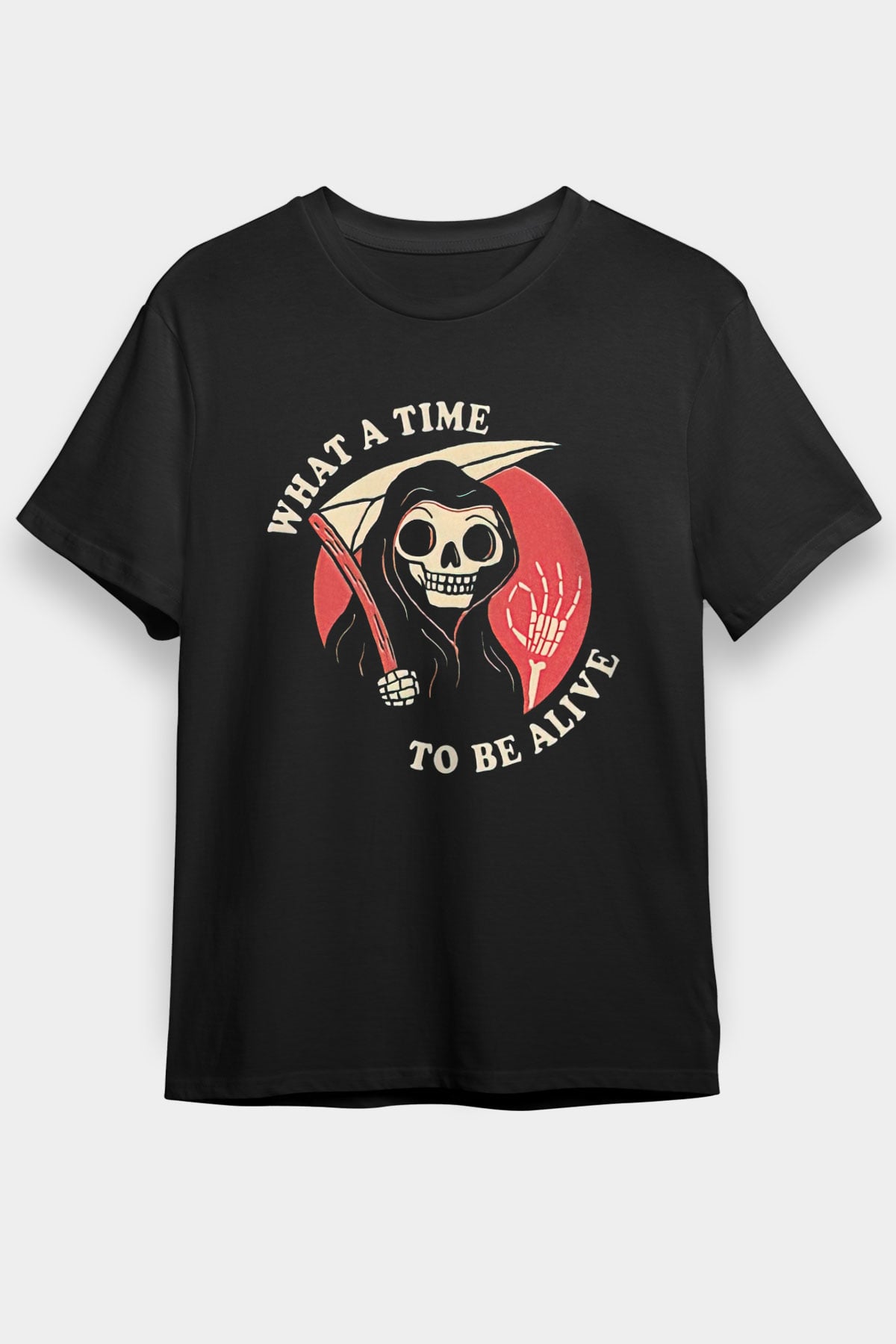 Halloween Baskılı Unisex Siyah Tişört - Tshirt