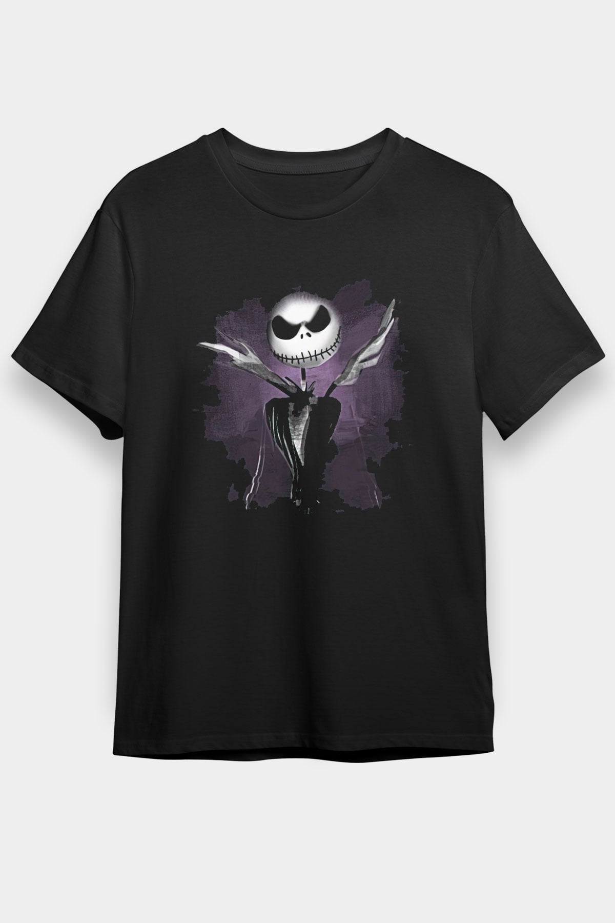 Halloween Baskılı Unisex Siyah Tişört - Tshirt