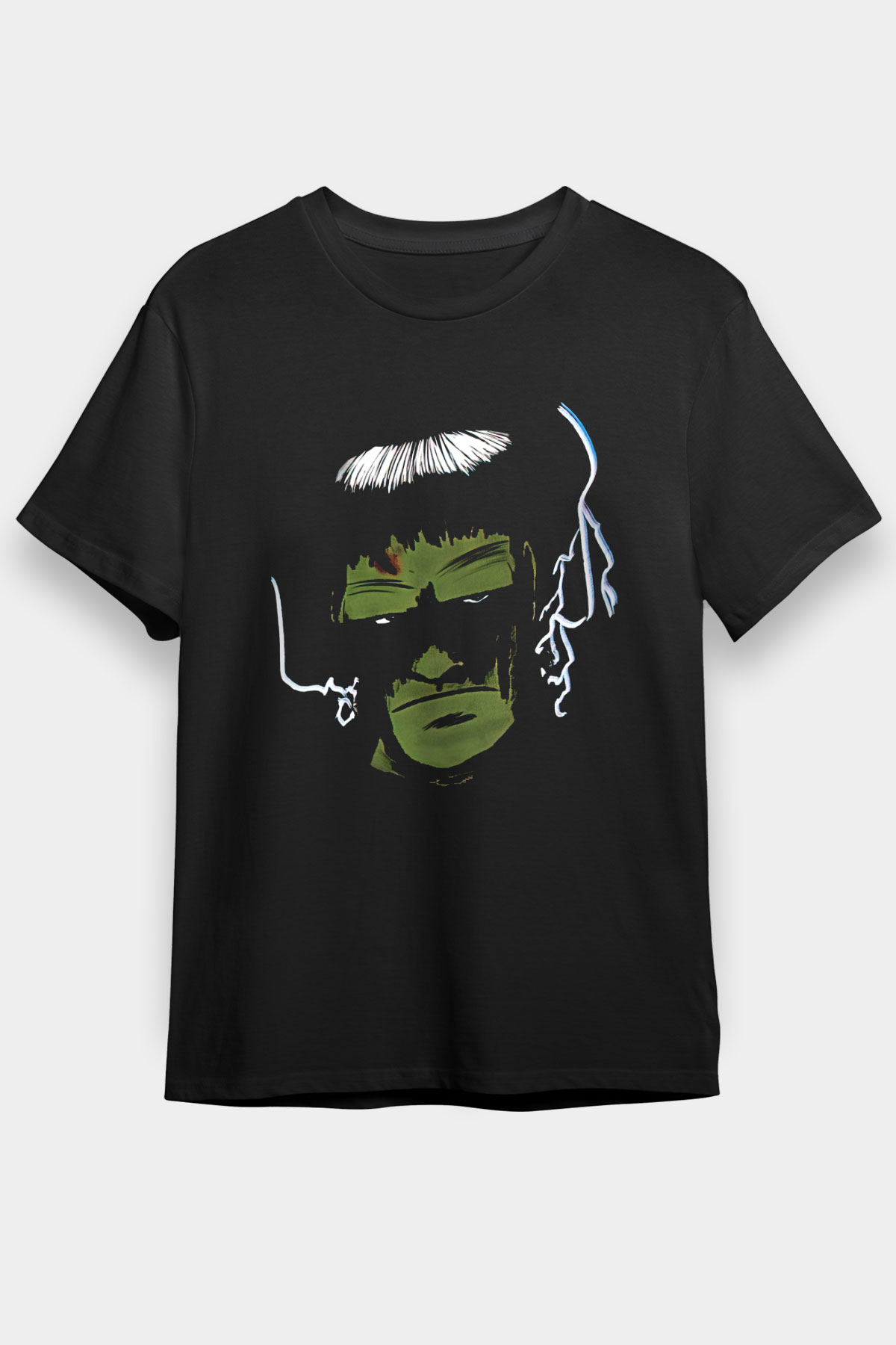 Halloween Baskılı Unisex Siyah Tişört - Tshirt