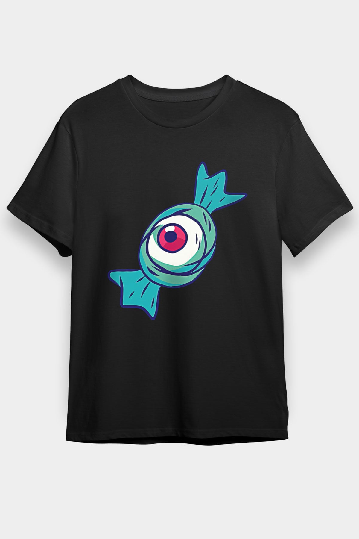 Halloween Baskılı Unisex Siyah Tişört - Tshirt
