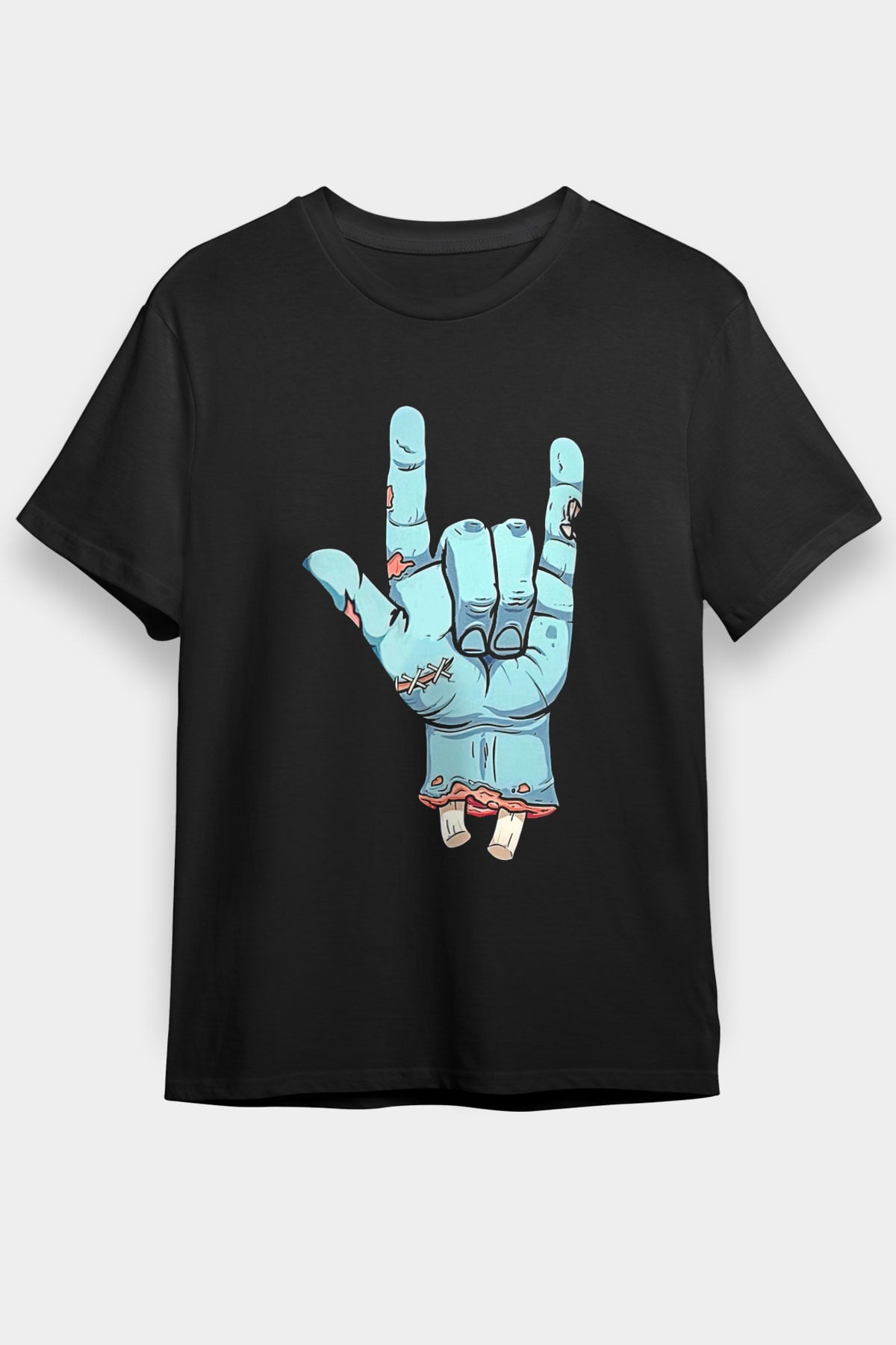 Halloween Baskılı Unisex Siyah Tişört - Tshirt