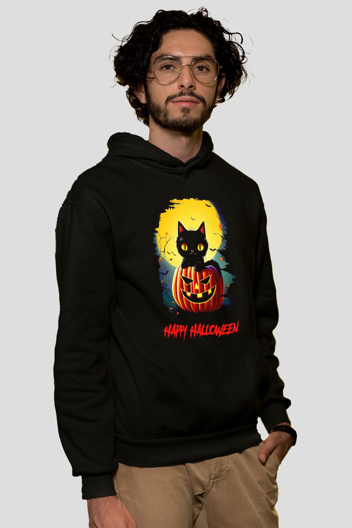 Halloween KedicikSiyah  Unisex Hoodie