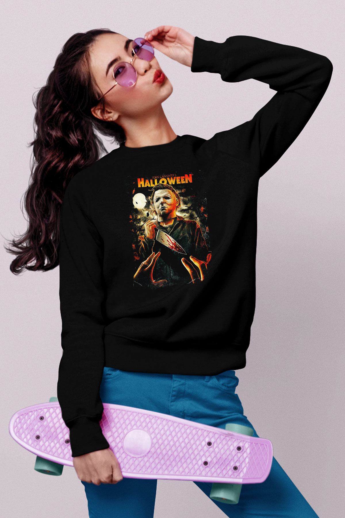 Halloween Siyah Unisex Sweatshirt