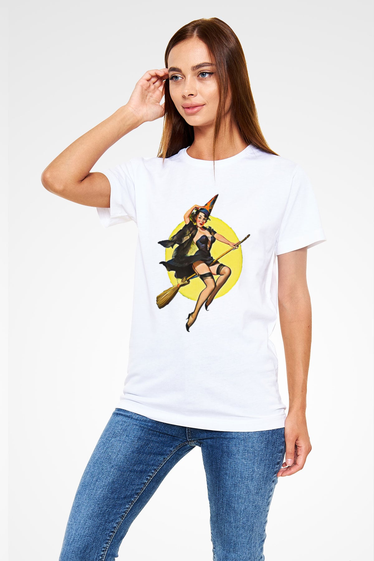 Halloween Unisex Baskılı Beyaz Tişört - Tshirt