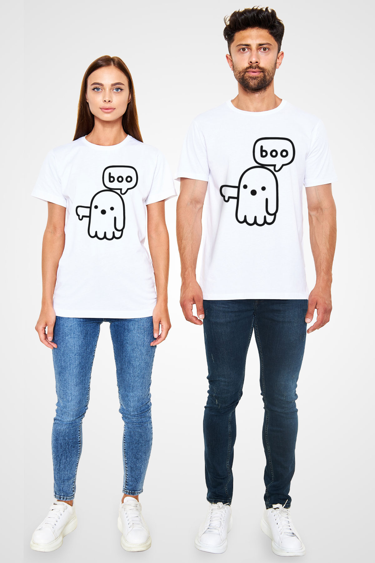 Halloween Unisex Baskılı Beyaz Tişört - Tshirt