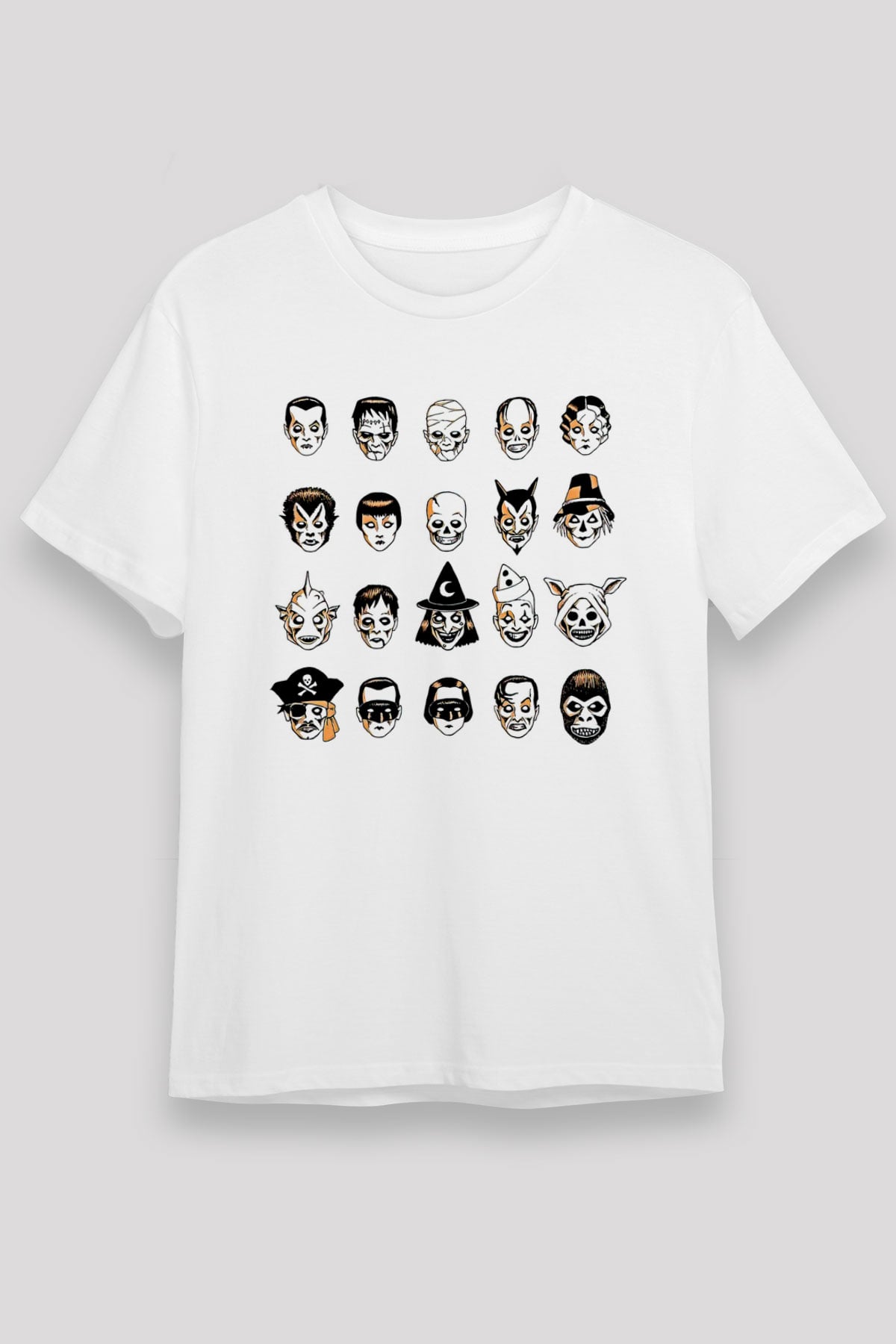 Halloween Unisex Baskılı Beyaz Tişört - Tshirt