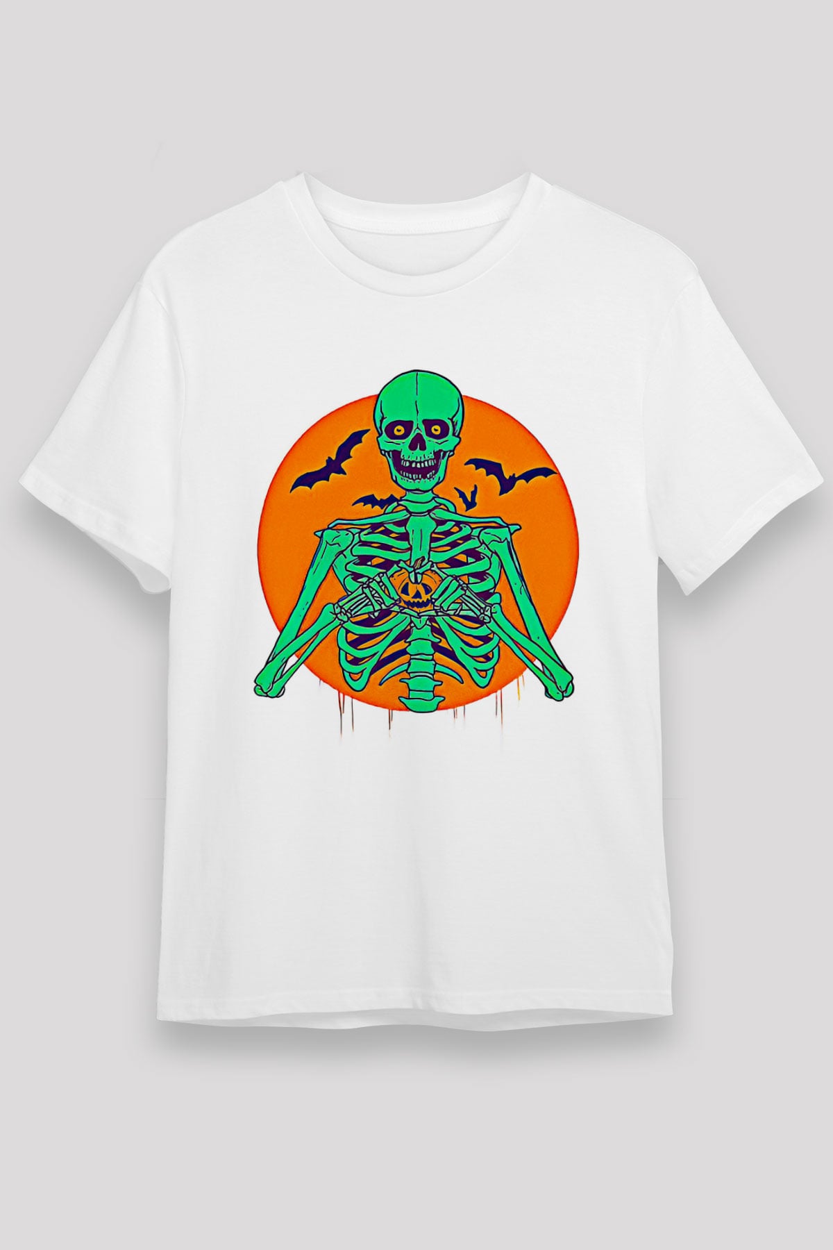 Halloween Unisex Baskılı Beyaz Tişört - Tshirt