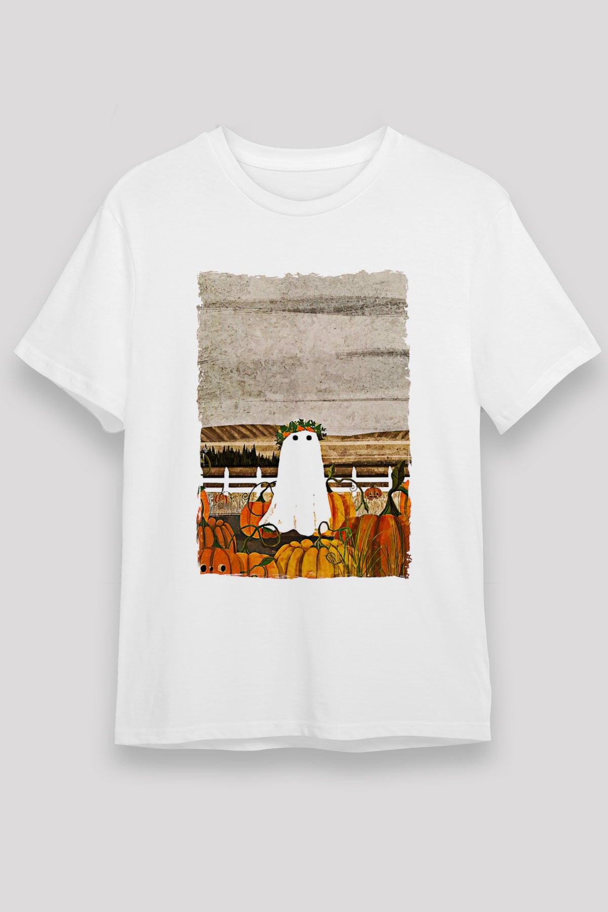 Halloween Unisex Baskılı Beyaz Tişört - Tshirt