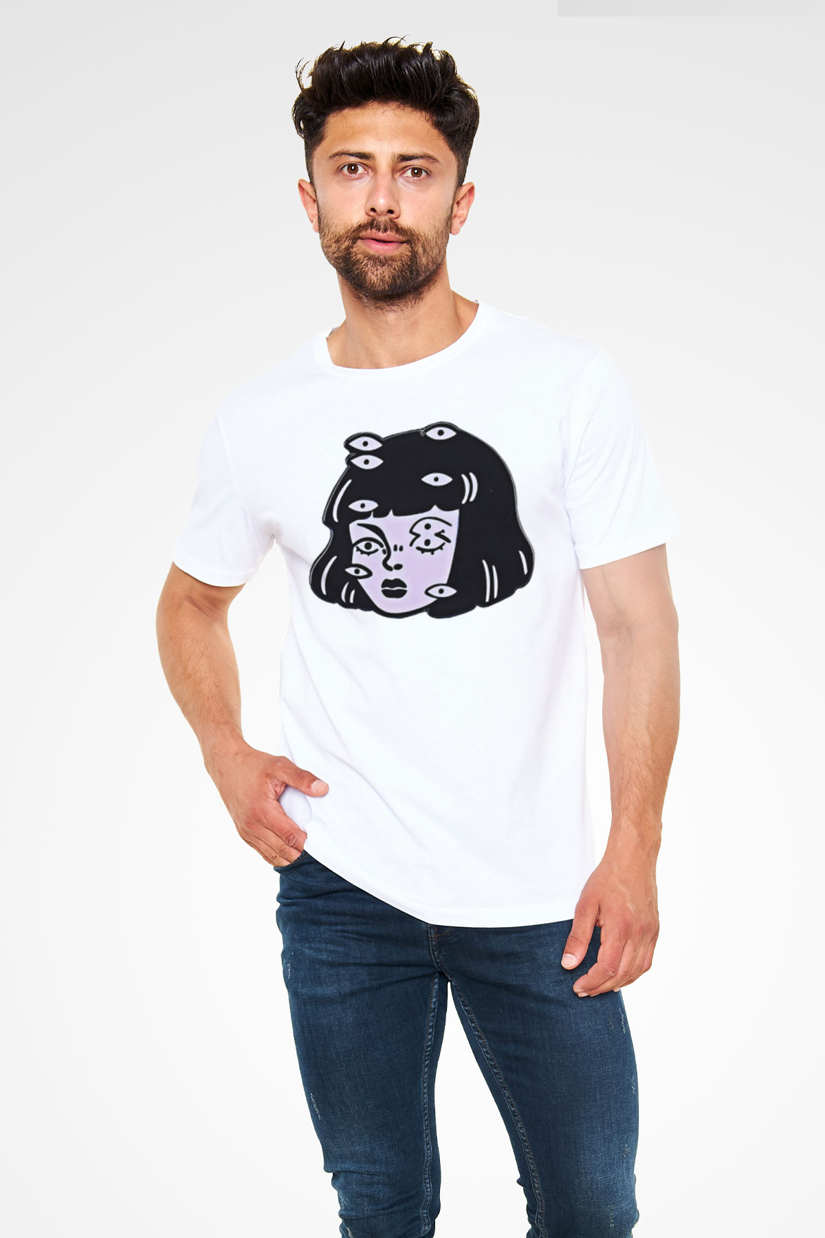 Halloween Unisex Baskılı Beyaz Tişört - Tshirt