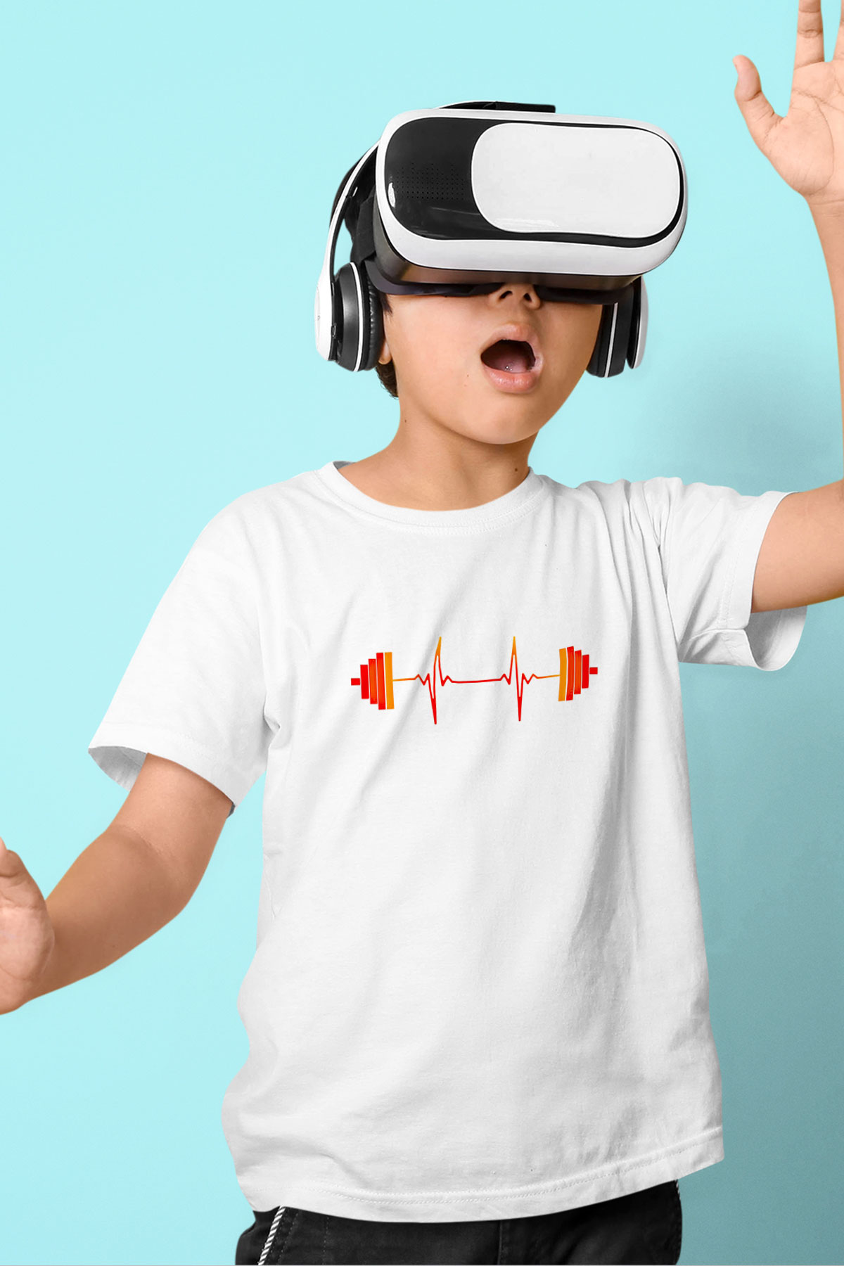Halter Baskılı Unisex Beyaz Çocuk Tişört - Tshirt