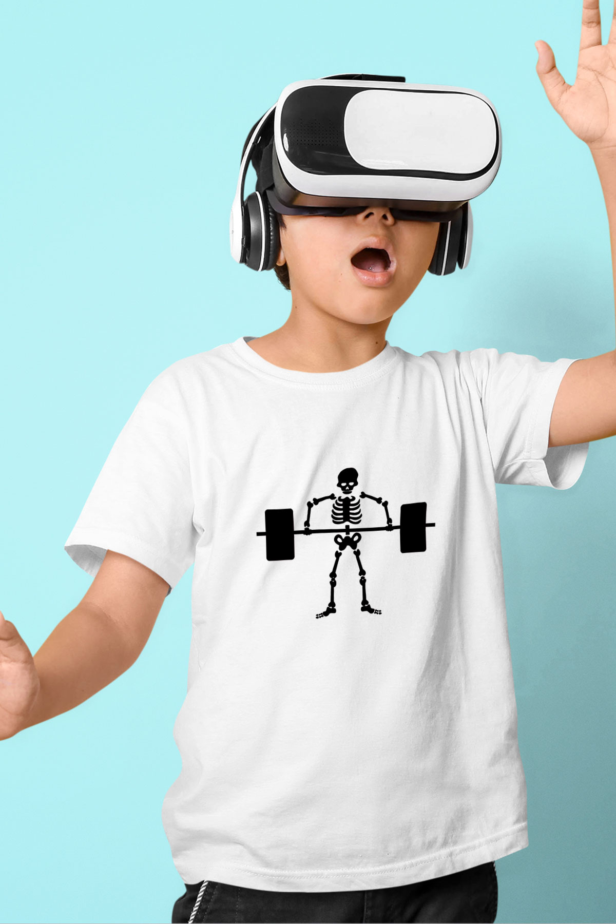 Halter Baskılı Unisex Beyaz Çocuk Tişört - Tshirt