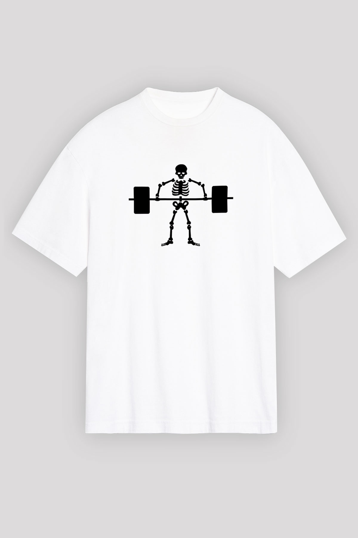 Halter Baskılı Unisex Beyaz Oversize Tişört - Tshirt