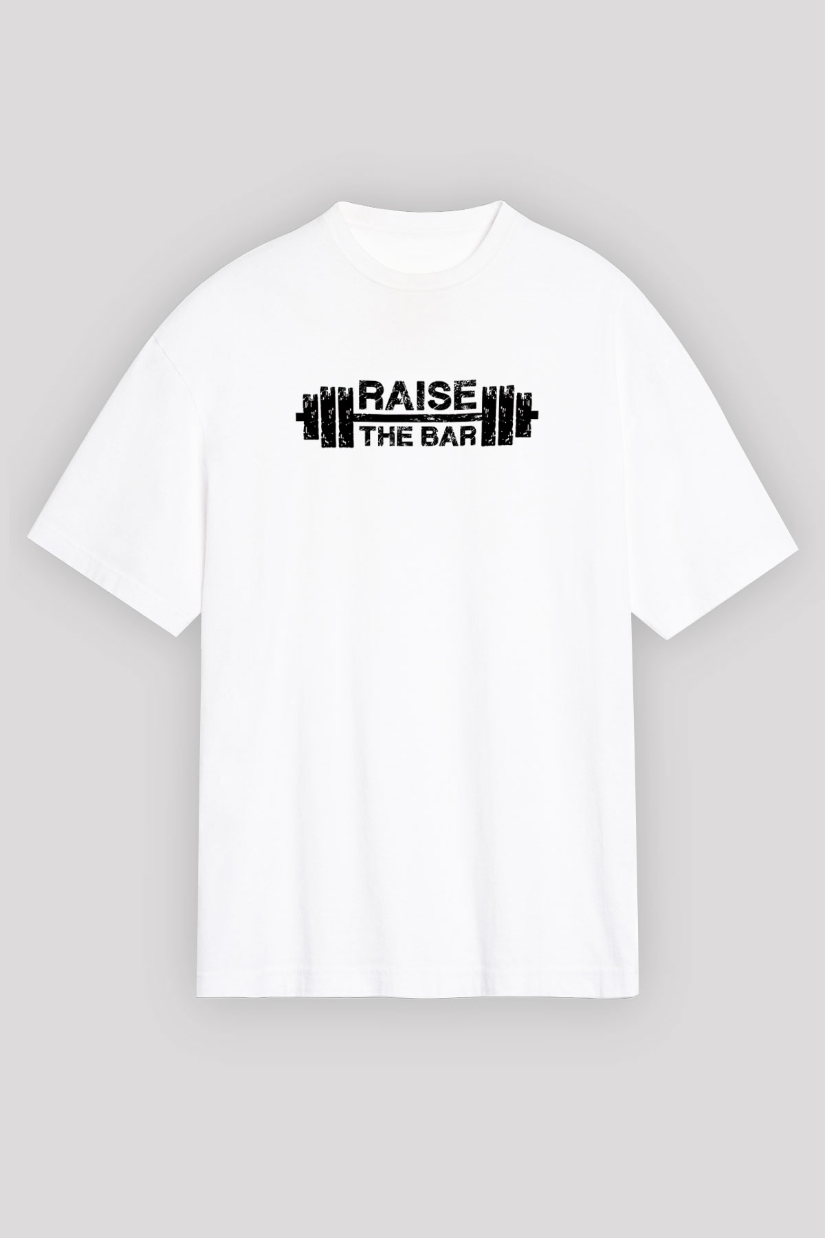 Halter Baskılı Unisex Beyaz Oversize Tişört - Tshirt