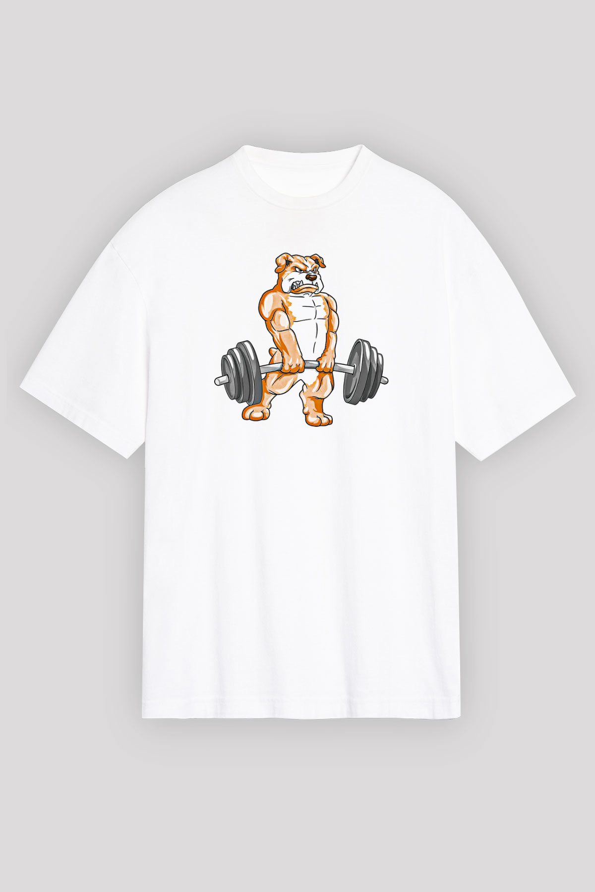 Halter Baskılı Unisex Beyaz Oversize Tişört - Tshirt