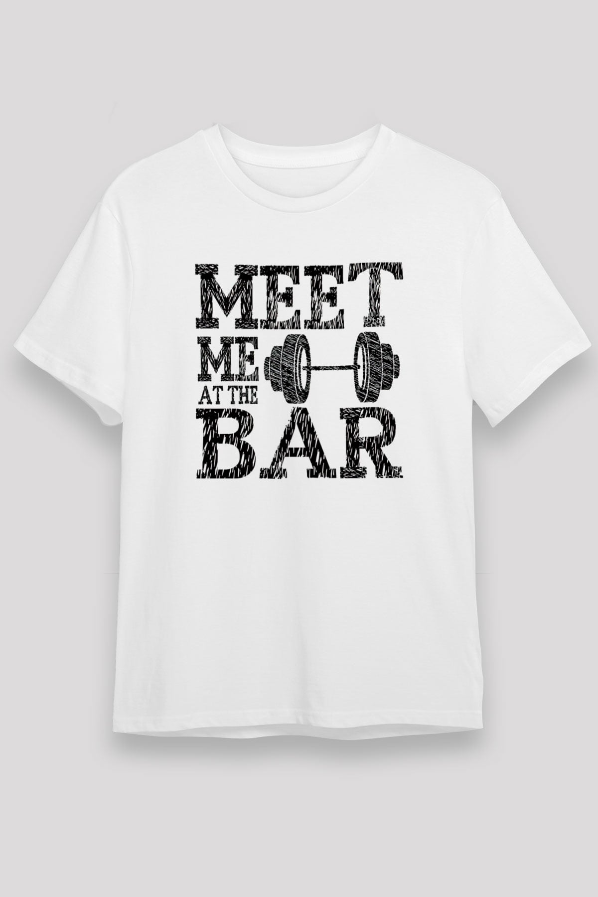Halter Baskılı Unisex Beyaz Tişört - Tshirt