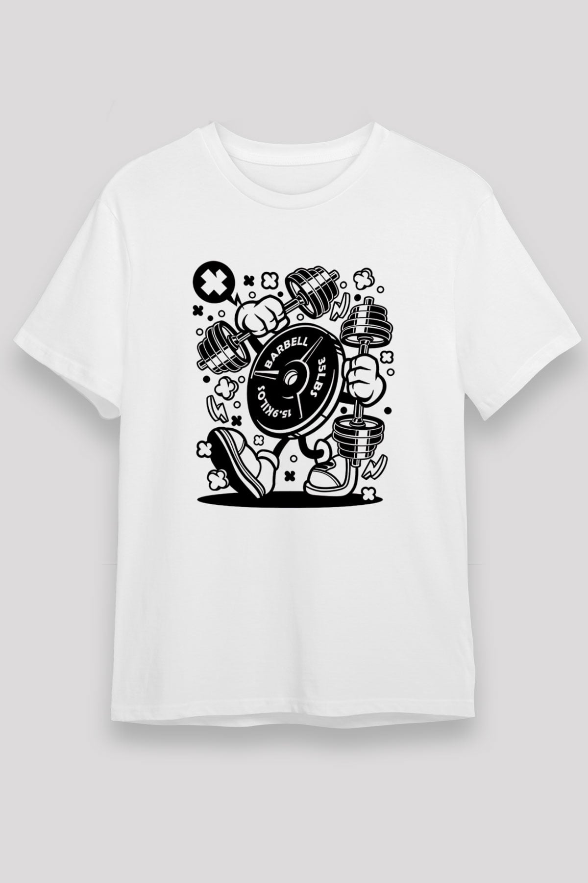 Halter Baskılı Unisex Beyaz Tişört - Tshirt