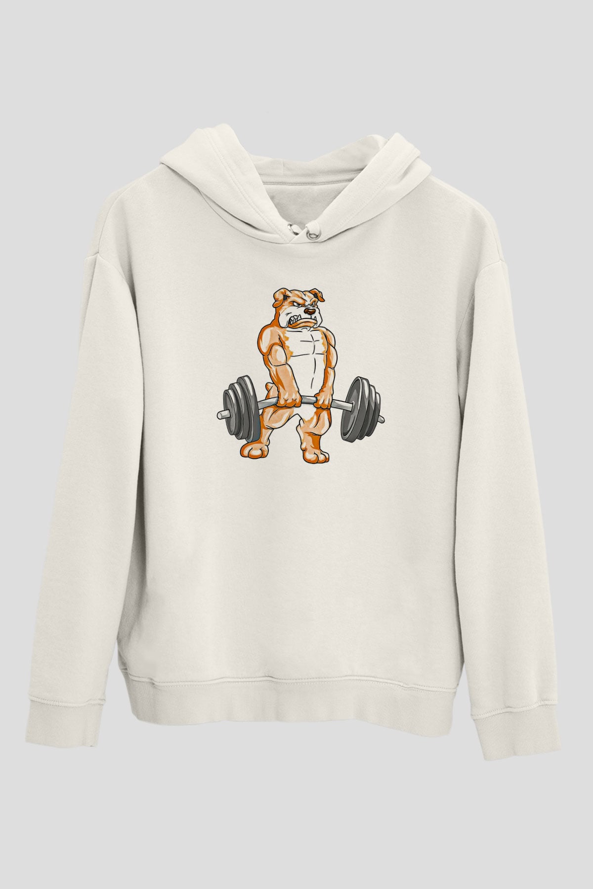 Halter Baskılı Unisex Ekru Hoodie