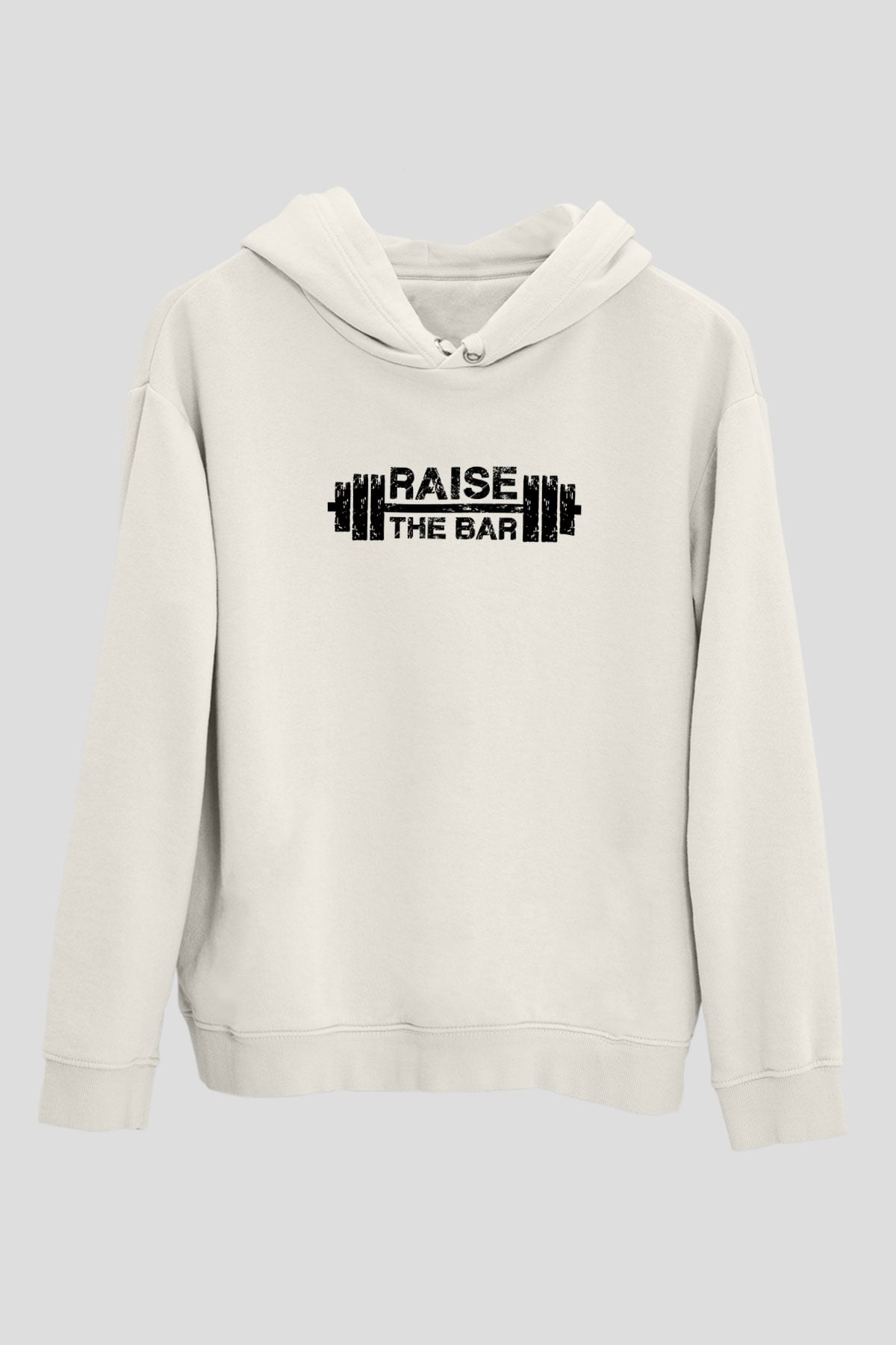 Halter Baskılı Unisex Ekru Hoodie