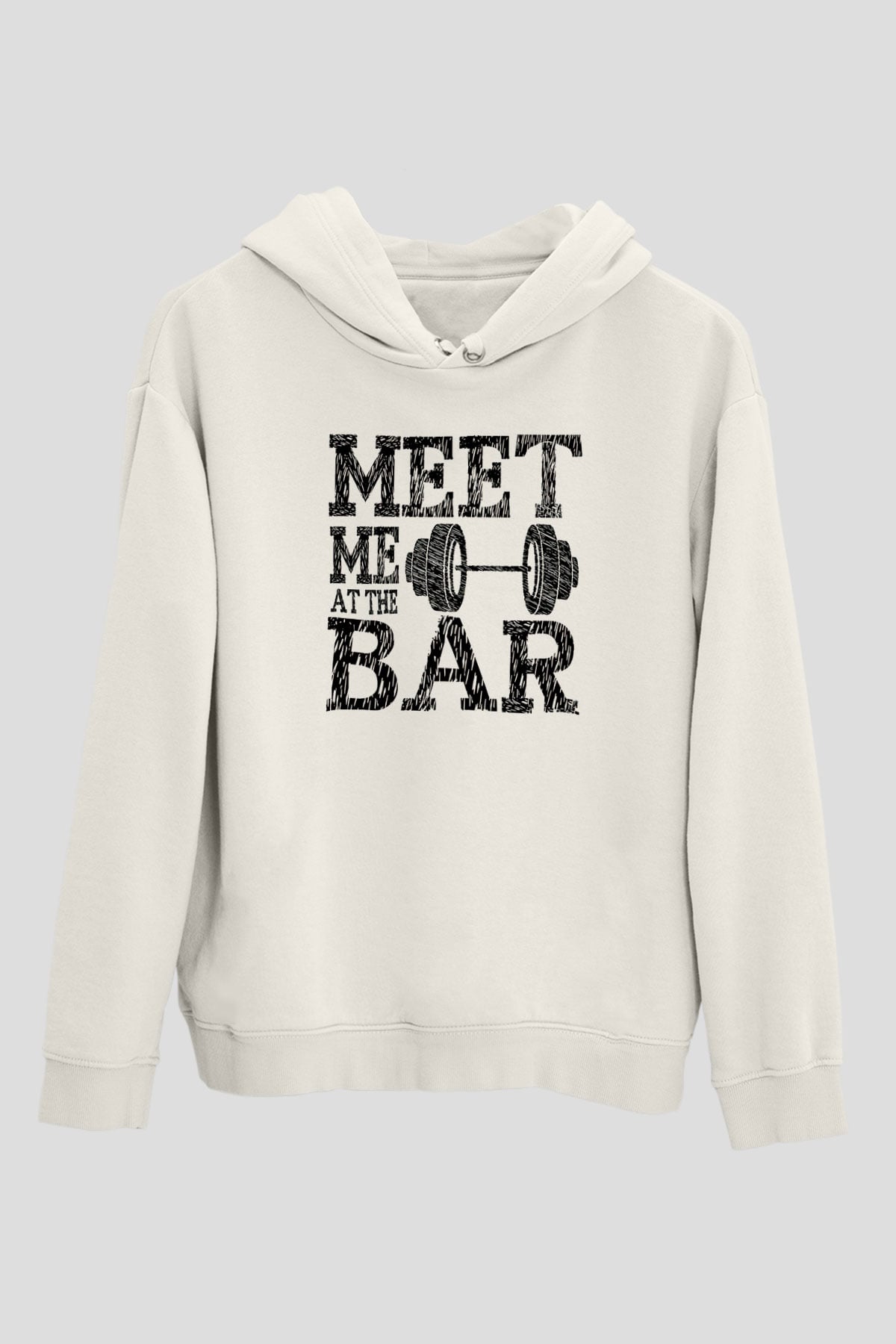 Halter Baskılı Unisex Ekru Hoodie