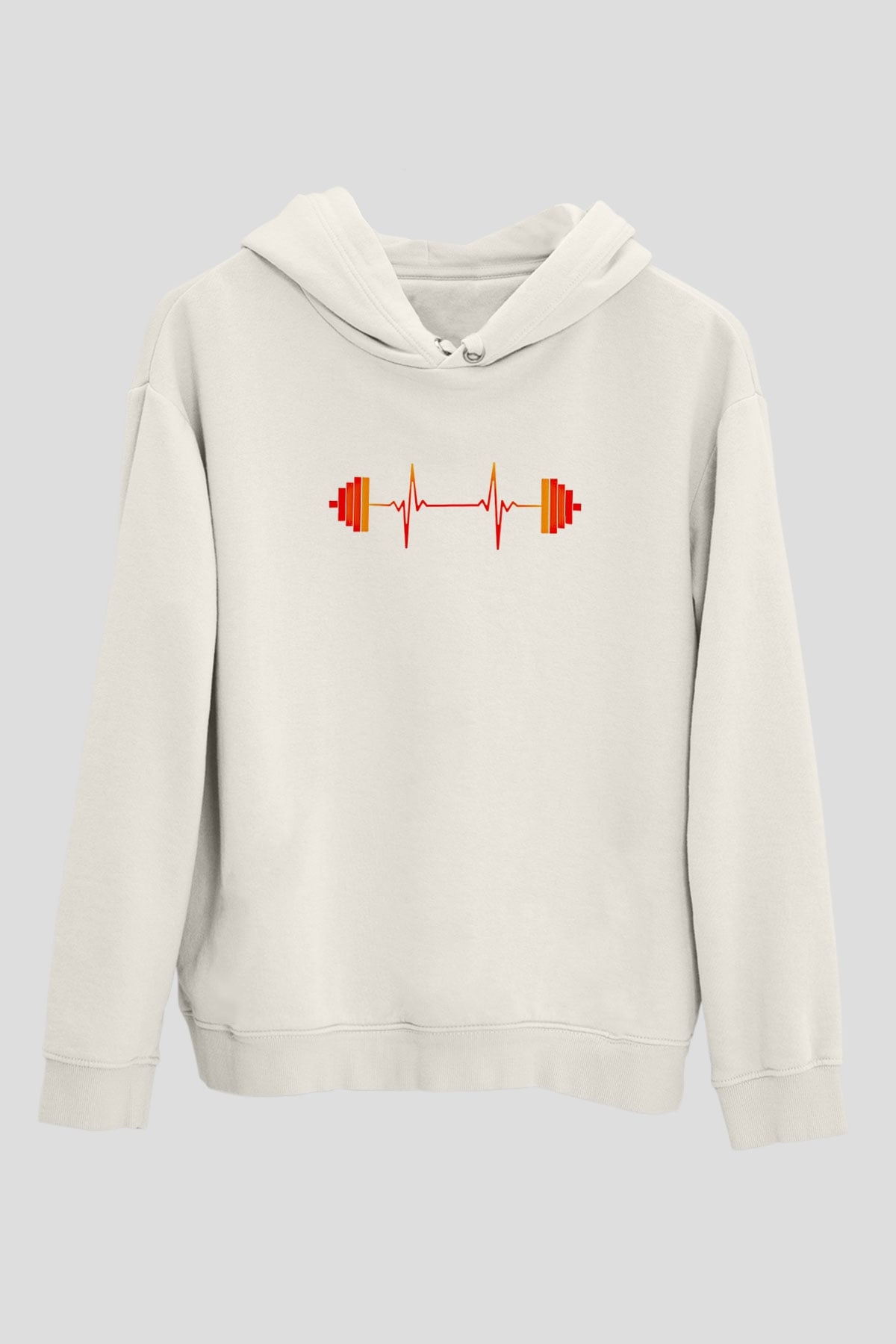 Halter Baskılı Unisex Ekru Hoodie