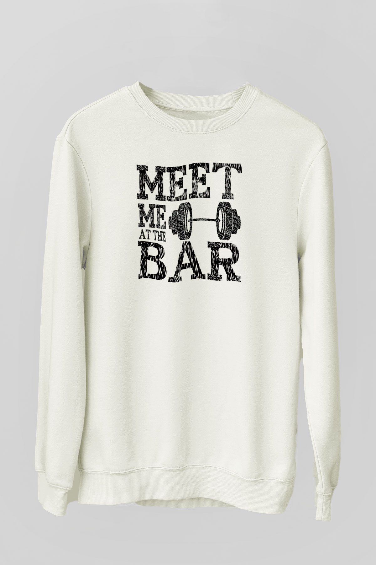 Halter Baskılı Unisex Ekru Sweatshirt