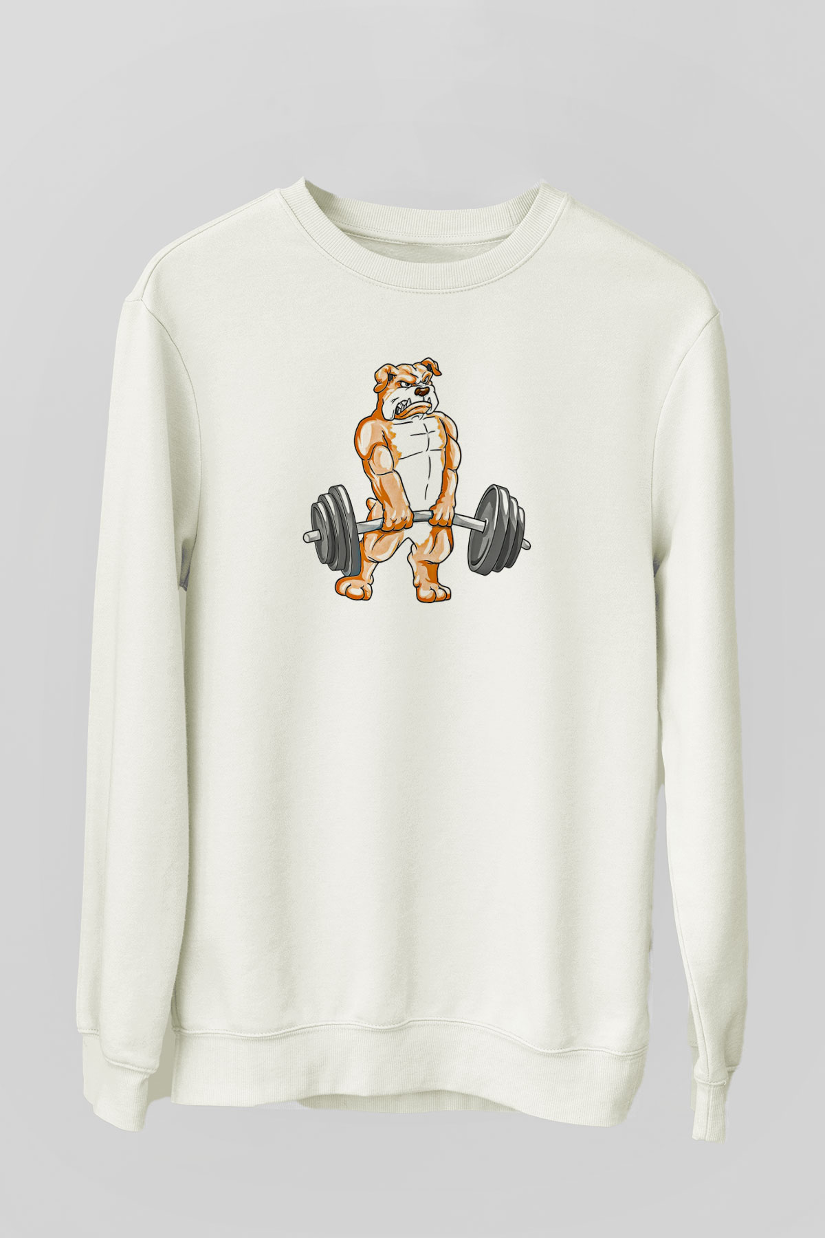 Halter Baskılı Unisex Ekru Sweatshirt