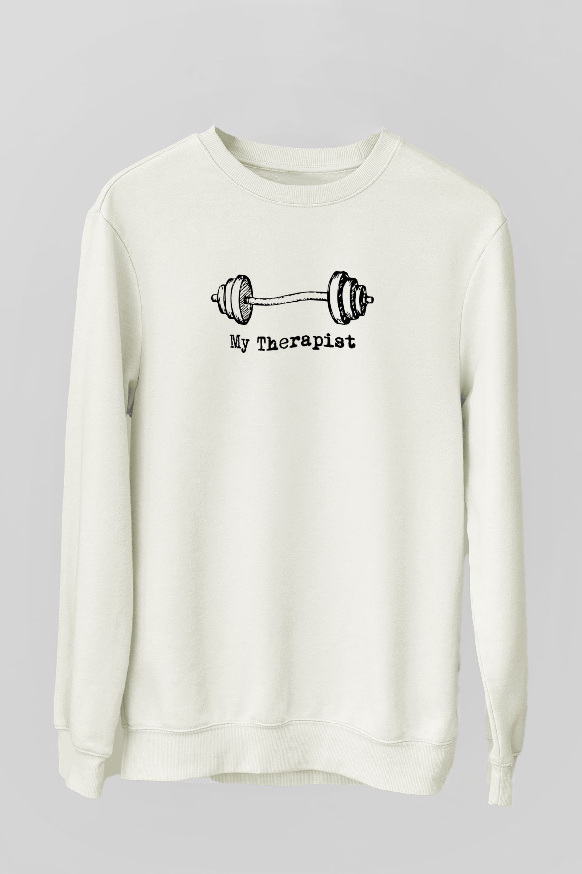 Halter Baskılı Unisex Ekru Sweatshirt