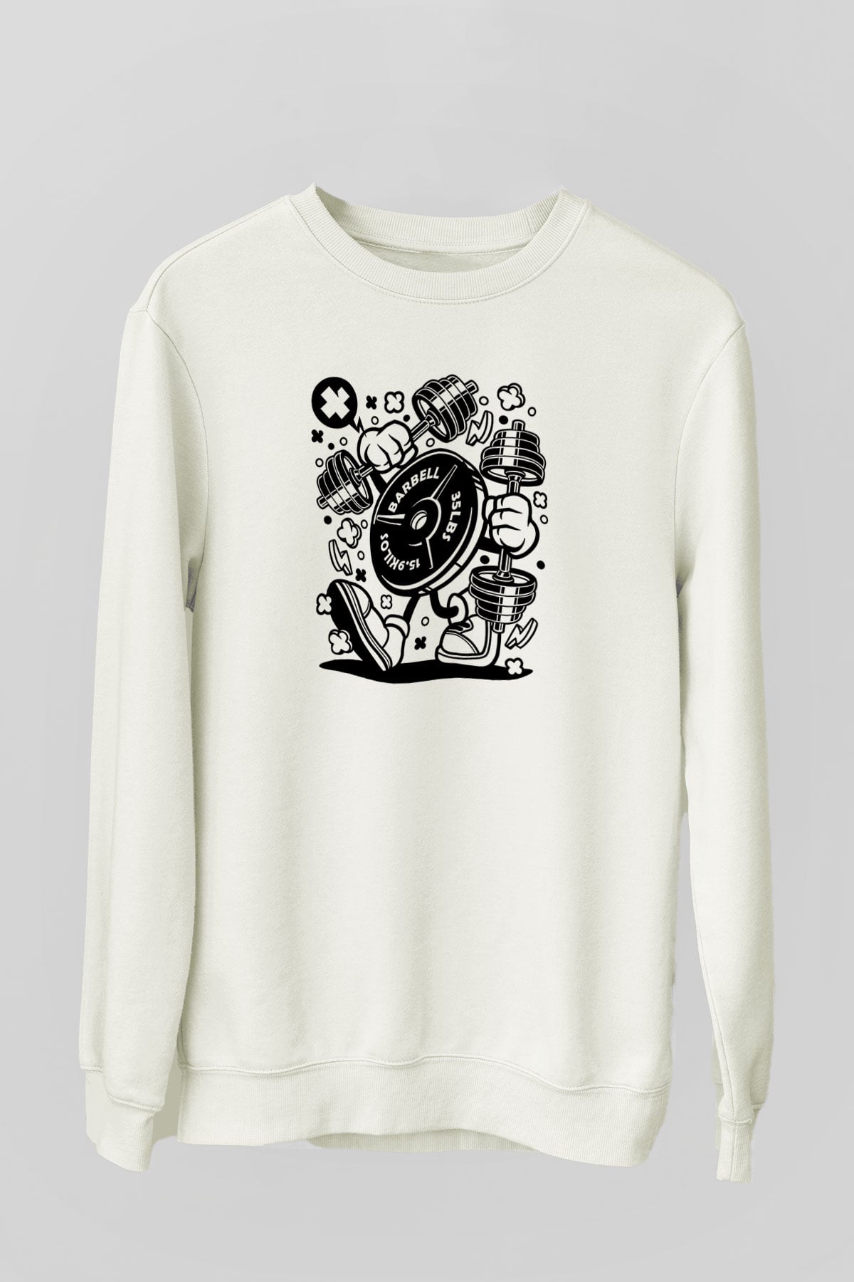 Halter Baskılı Unisex Ekru Sweatshirt