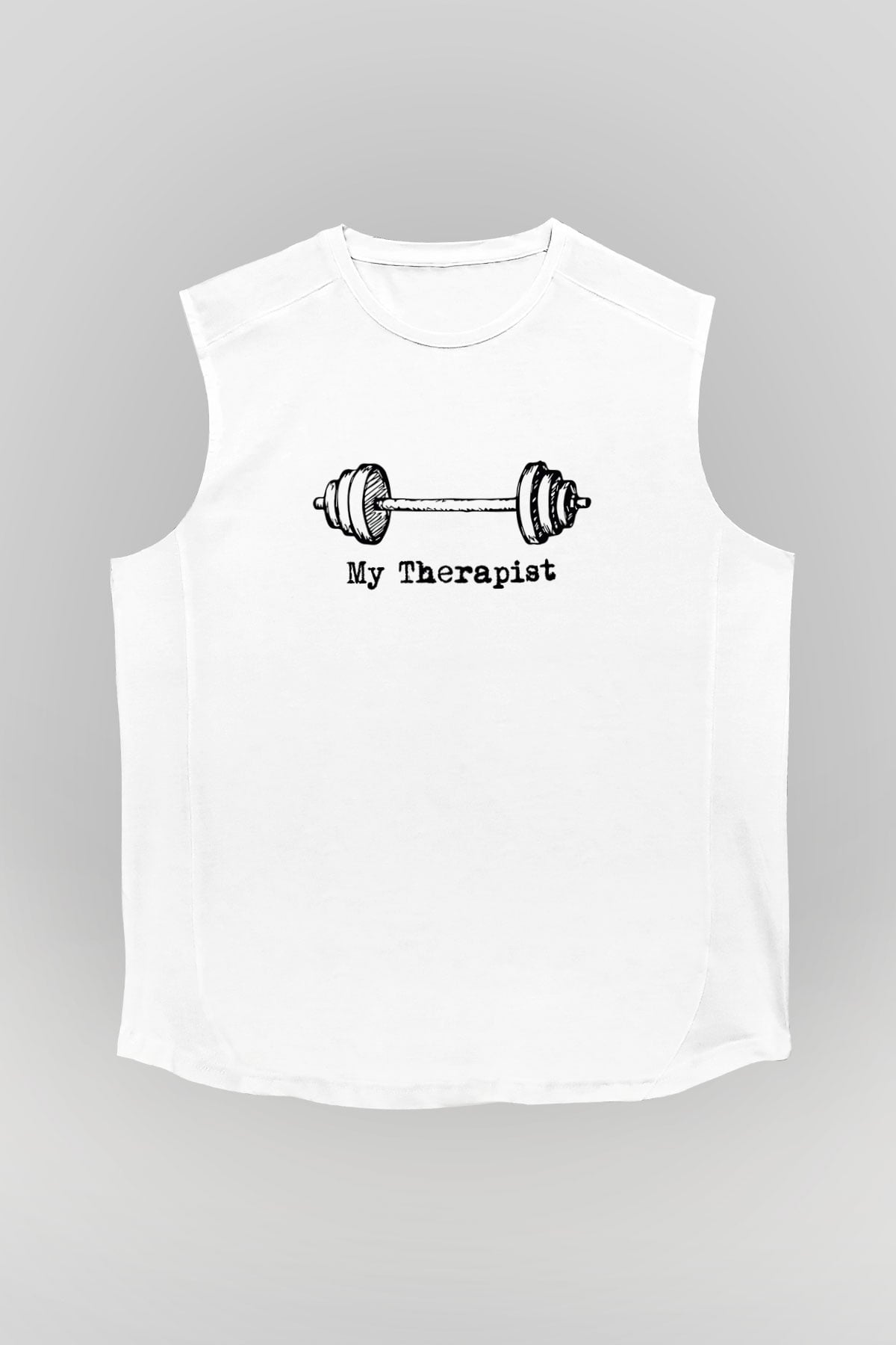 Halter Baskılı Unisex Kolsuz Beyaz Tişört