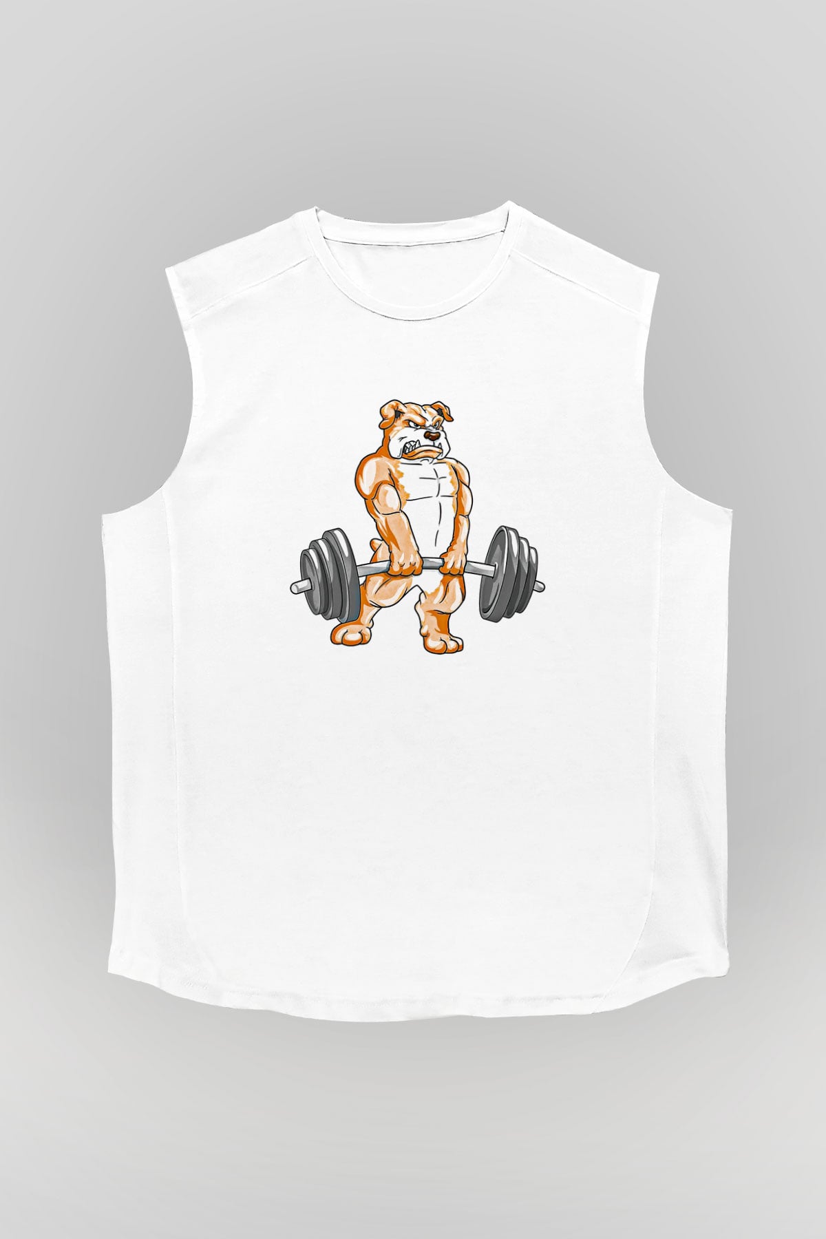 Halter Baskılı Unisex Kolsuz Beyaz Tişört