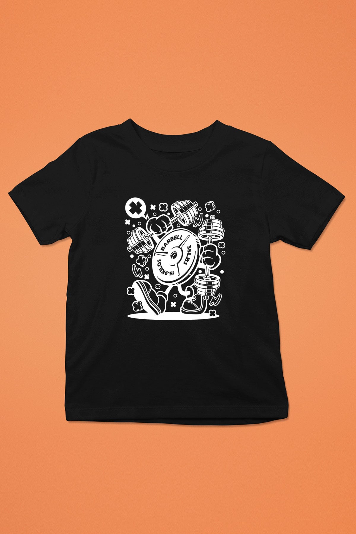 Halter Baskılı Unisex Siyah Çocuk Tİşörtü - Tshirt