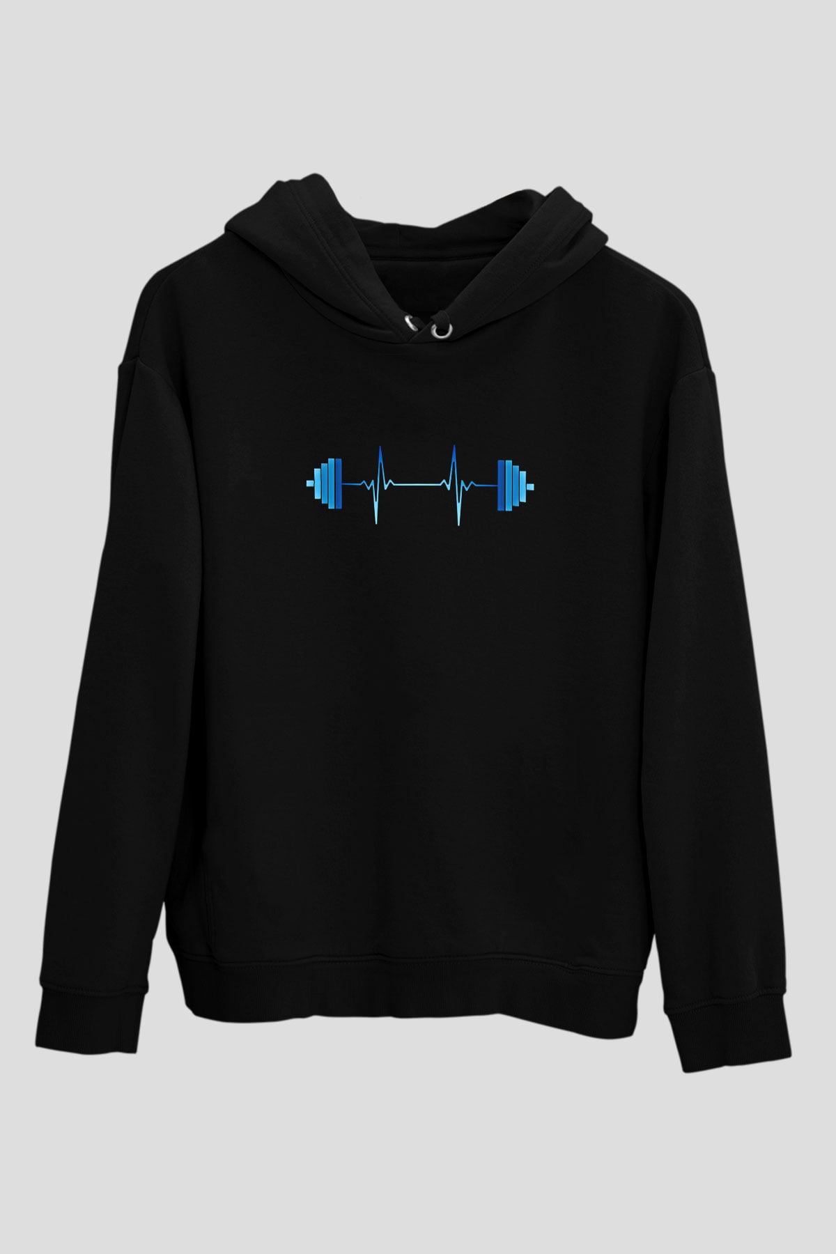 Halter Baskılı Unisex Siyah Hoodie