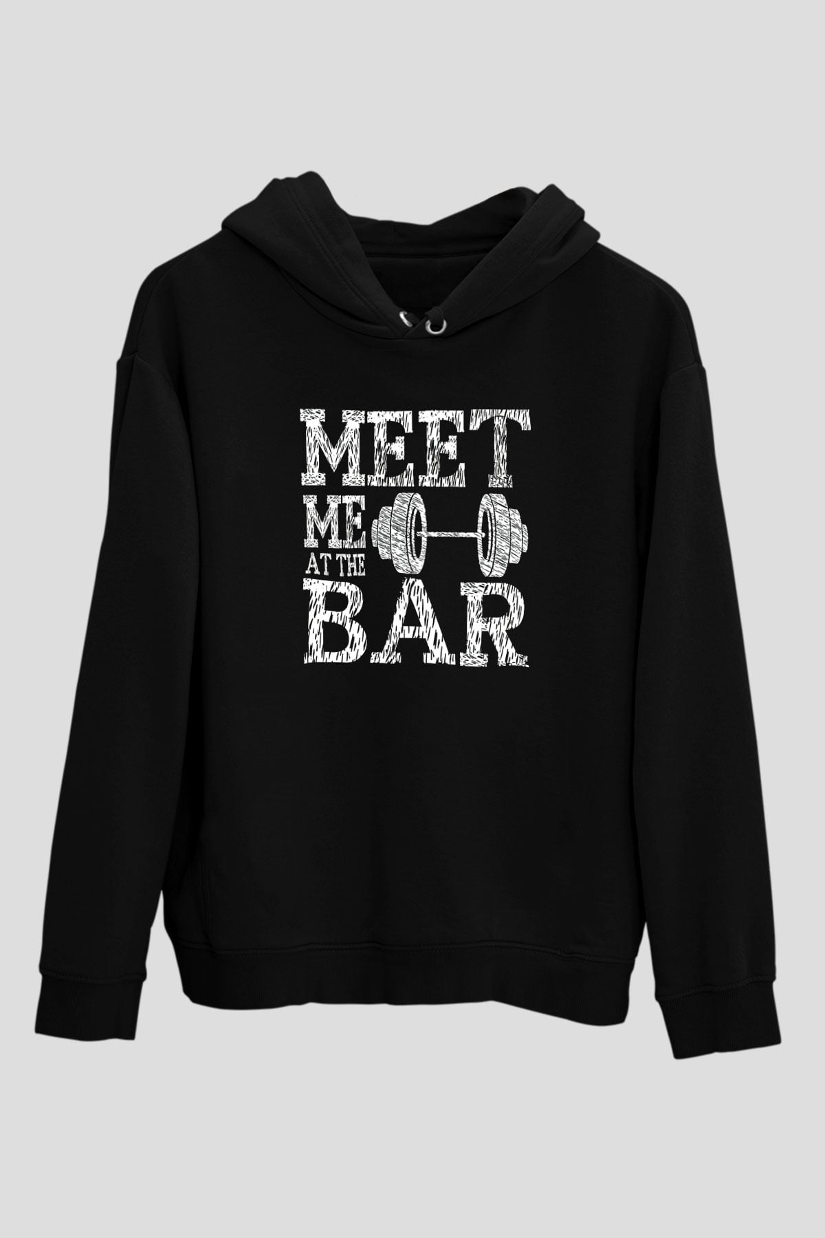 Halter Baskılı Unisex Siyah Hoodie