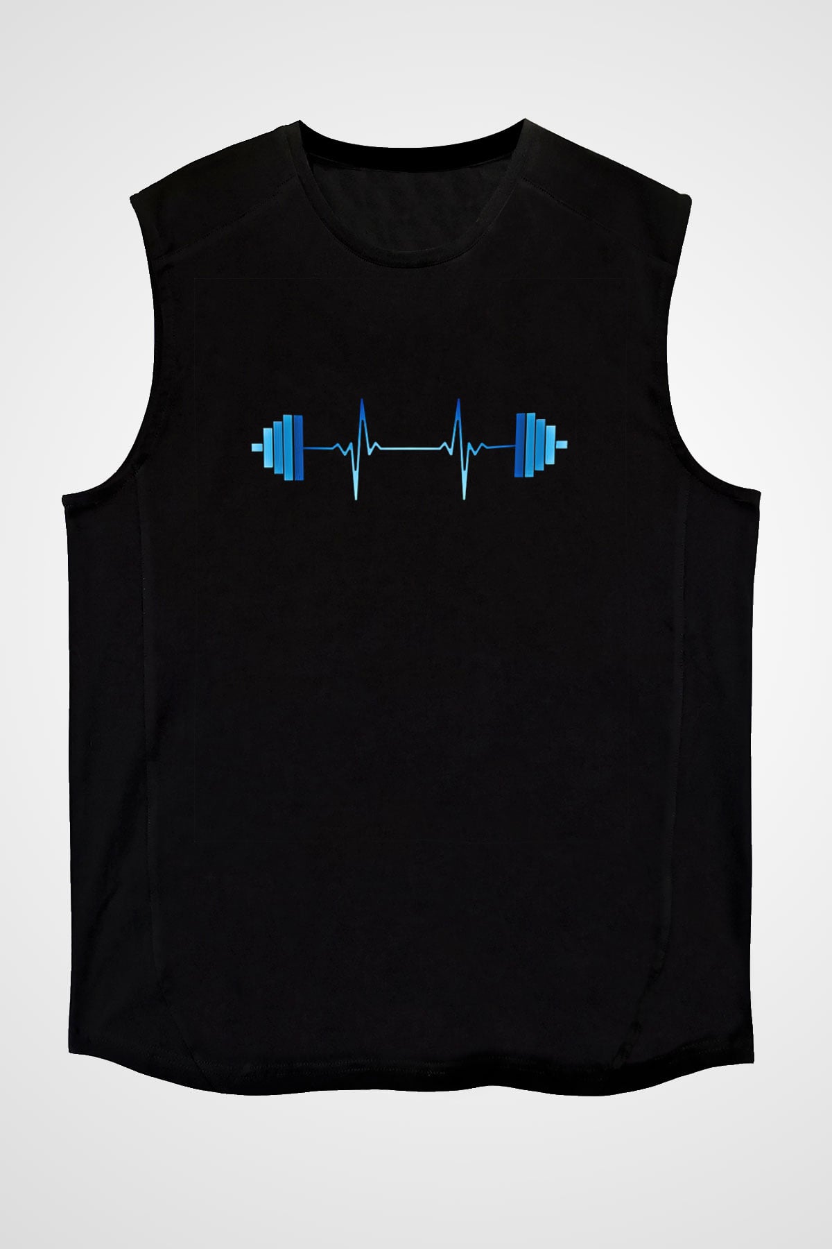 Halter Baskılı Unisex Siyah Kolsuz Tişört