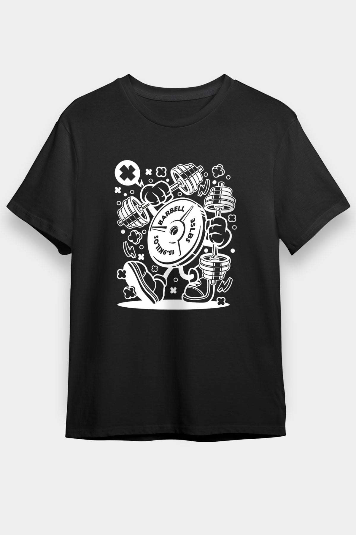 Halter Baskılı Unisex Siyah Tişört - Tshirt