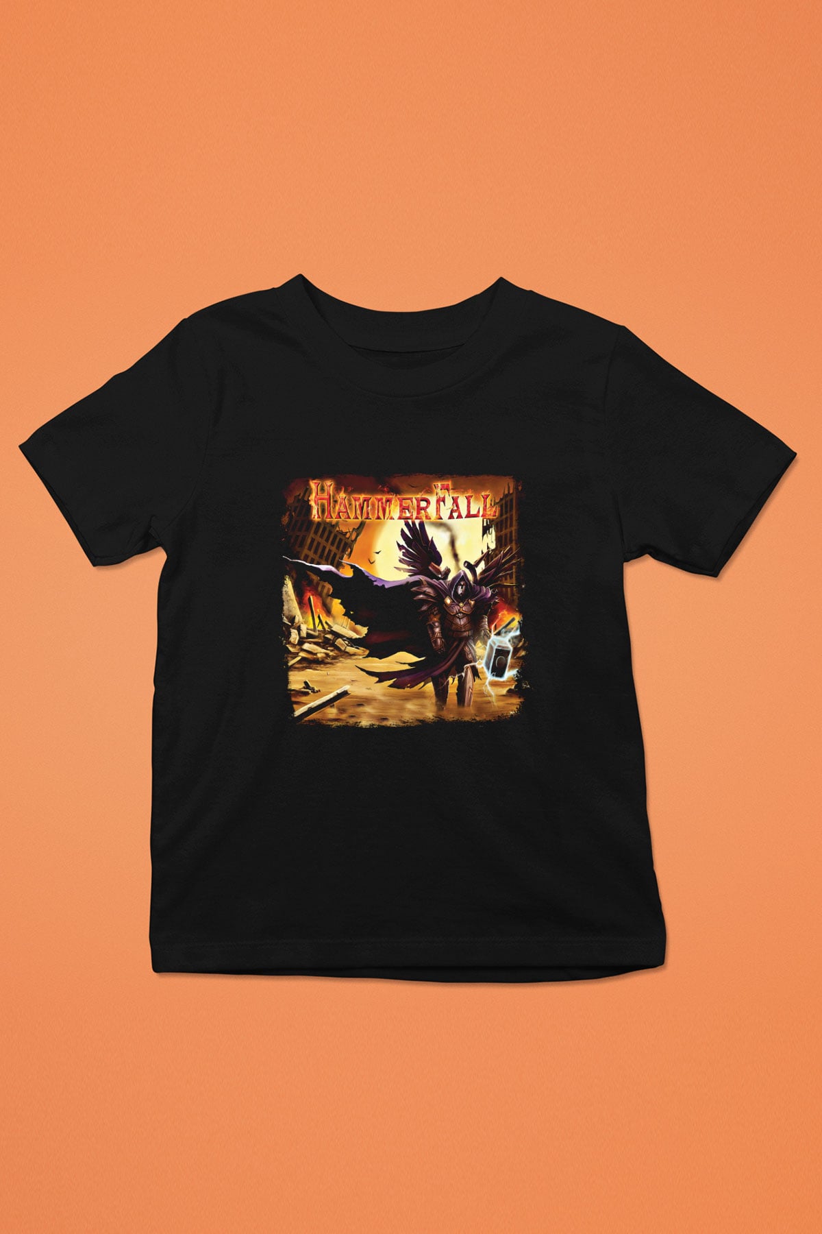 HammerFall Baskılı Unisex Siyah Çocuk Tişört