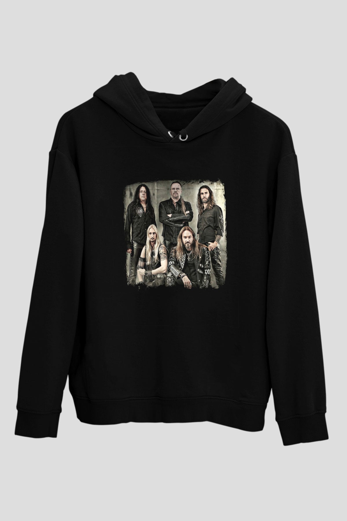 HammerFall Baskılı Unisex Siyah Hoodie