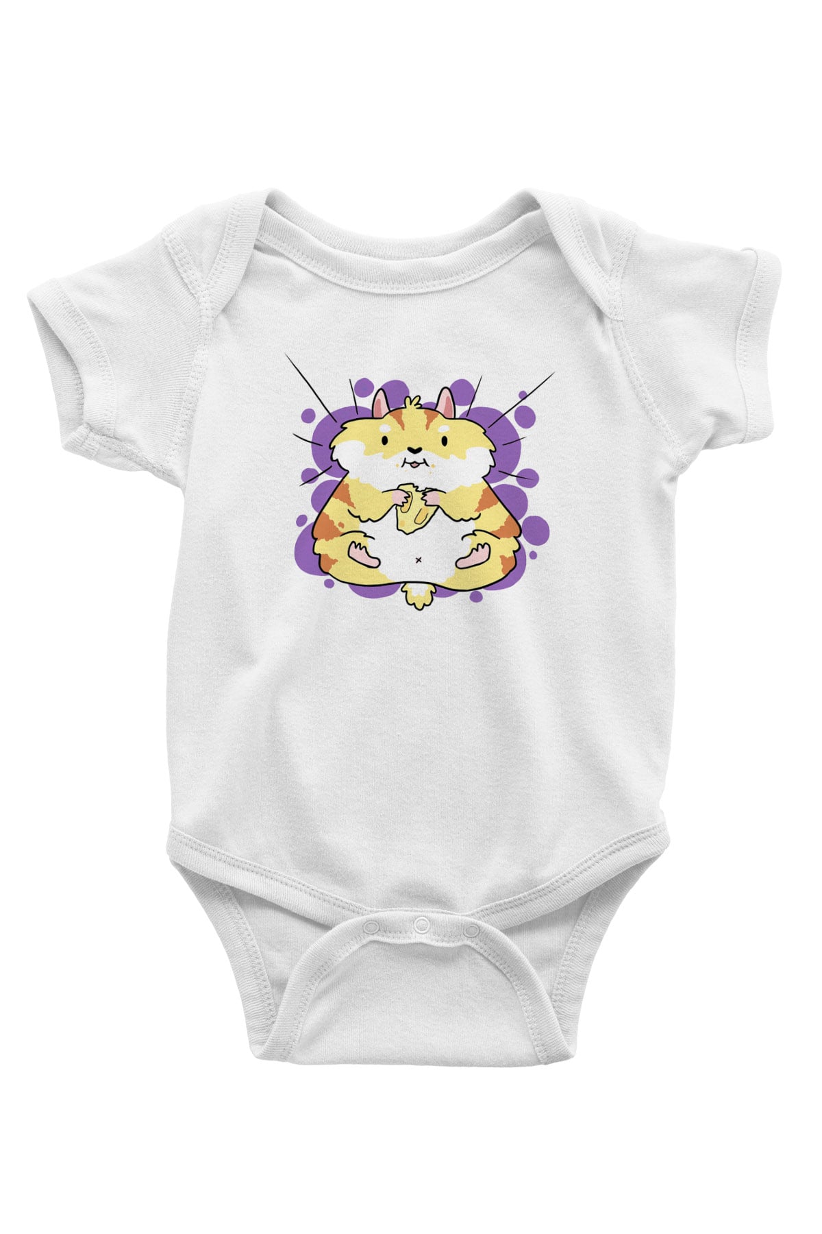 Hamster Baskılı Beyaz Unisex Bebek Body - Zıbın